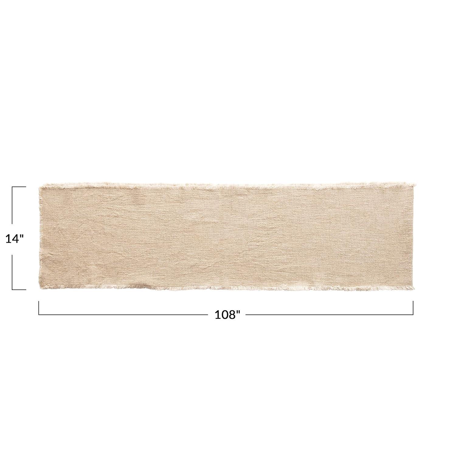 Creative Co-Op Linen Blend Table Runner with Frayed Edges, Natural