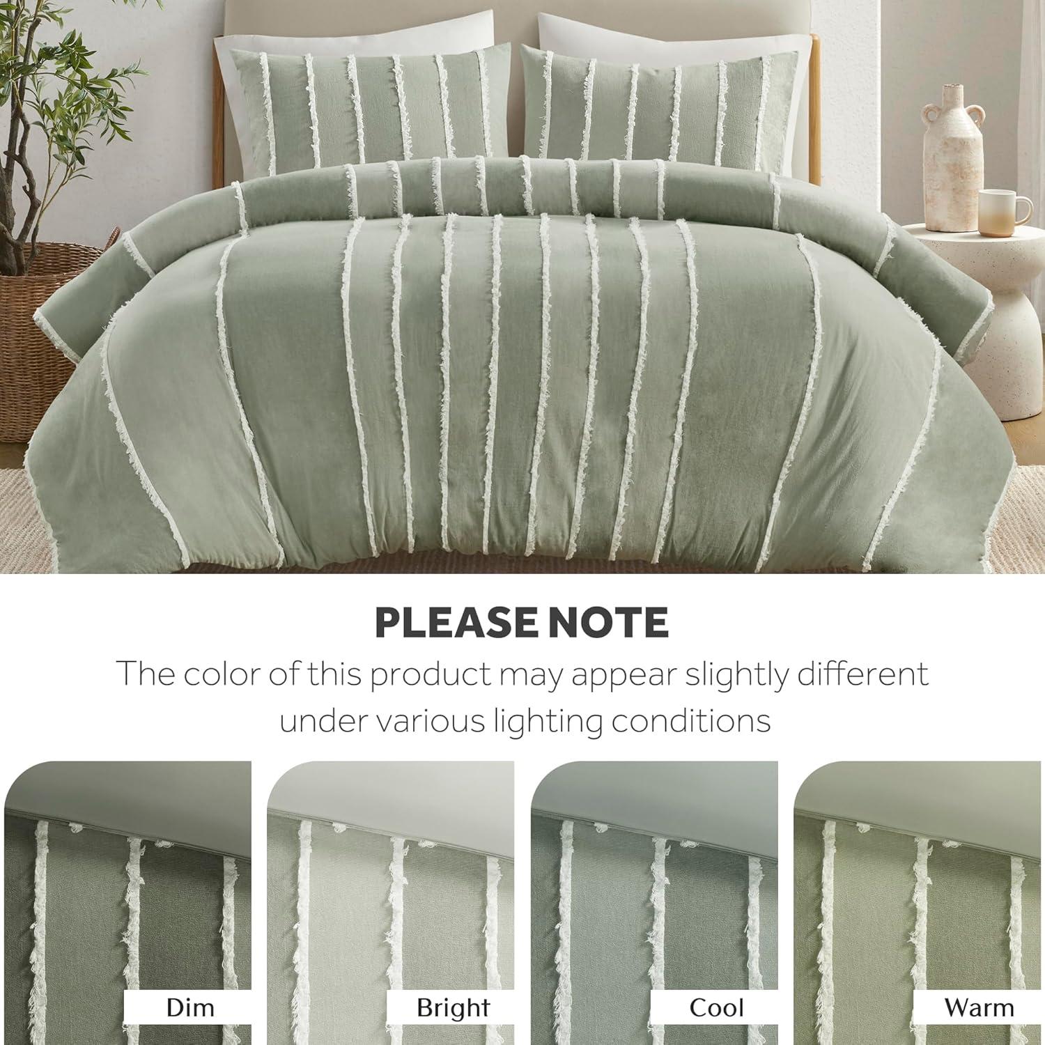 INK+IVY Shay 3 Piece Striped Cotton Duvet Cover Set