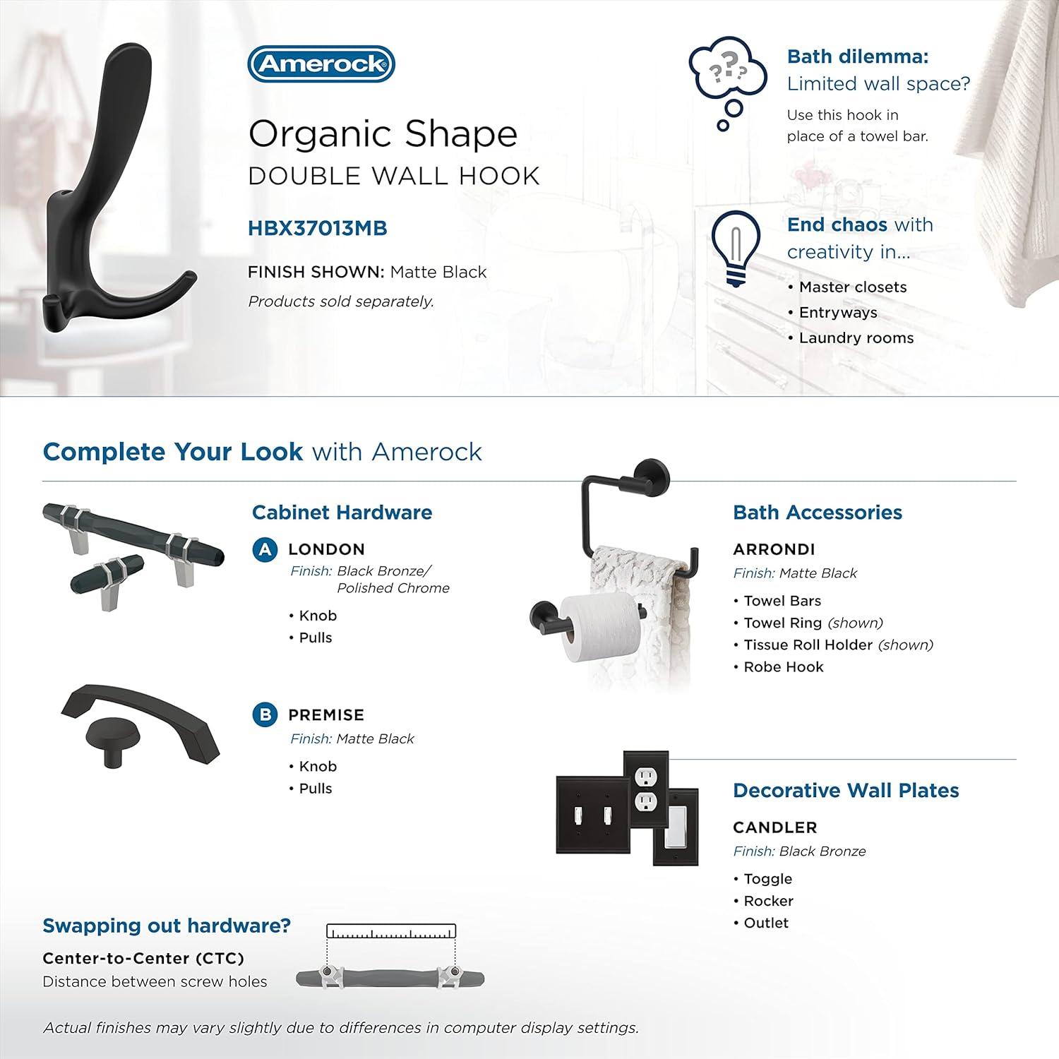 Finesse Transitional Triple Prong Decorative Wall Hook