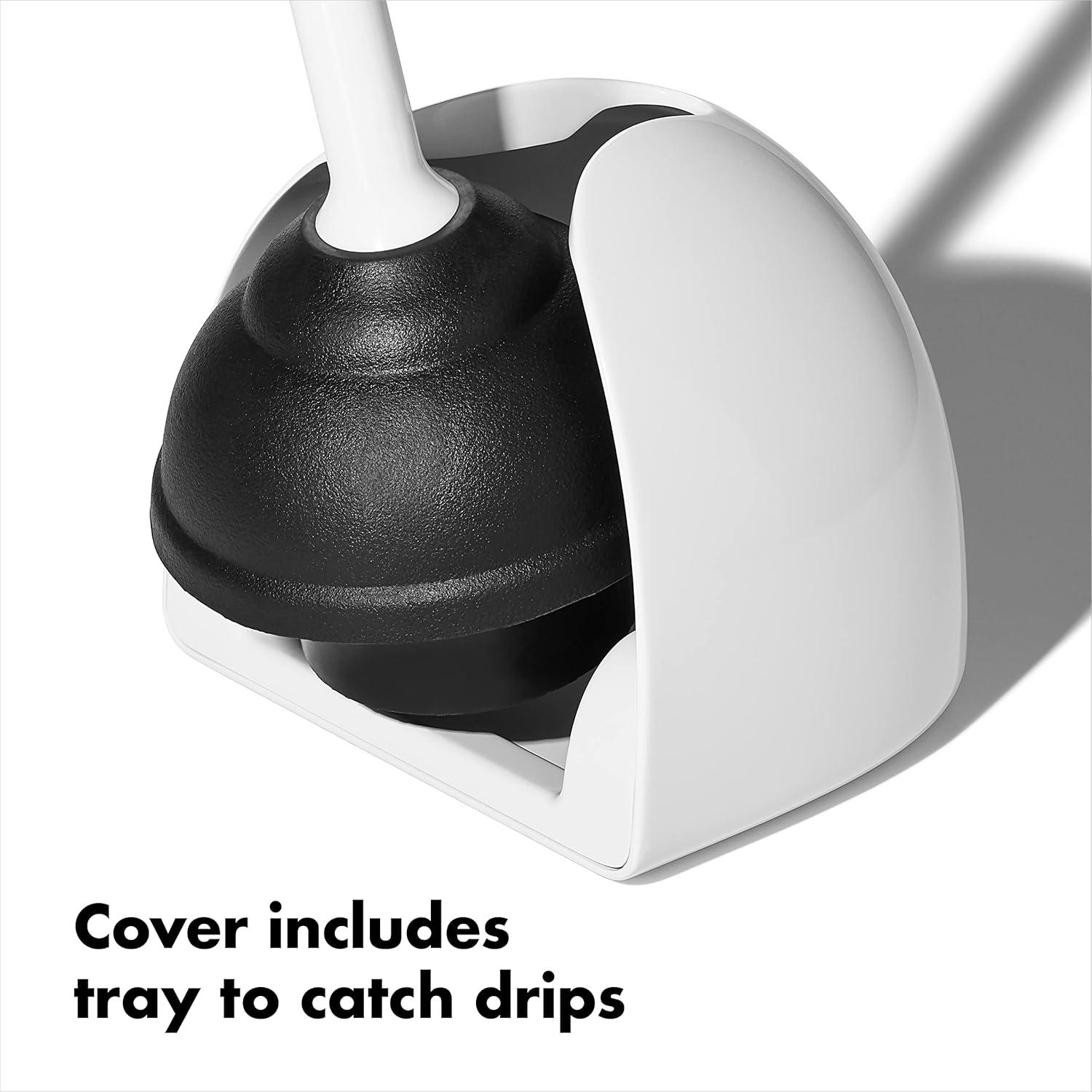 White Manual Toilet Plunger with Cover Set