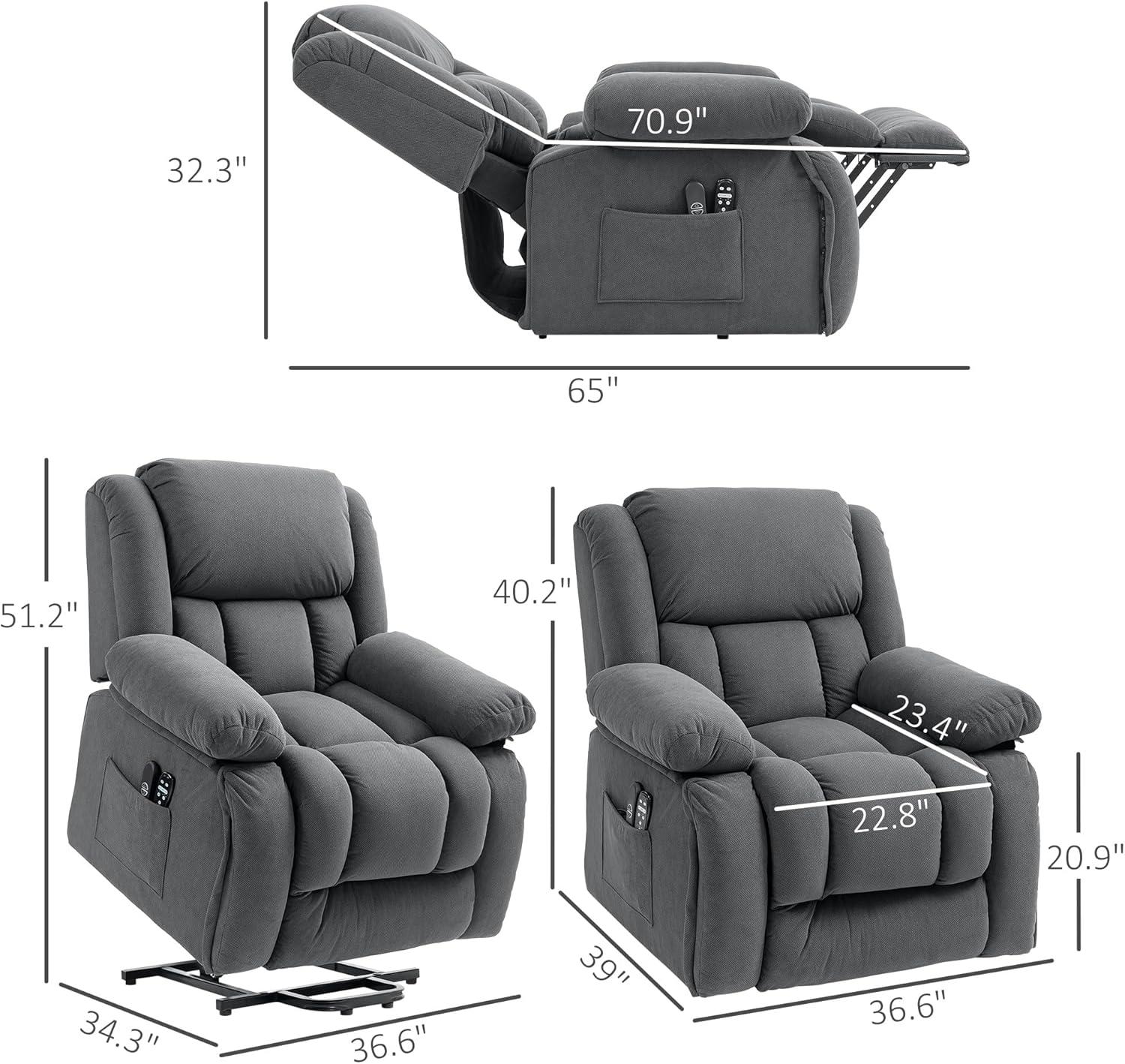 HOMCOM Power Lift Recliner Chair with Massage and Heat, Electric Lift Chair for Elderly, Gray