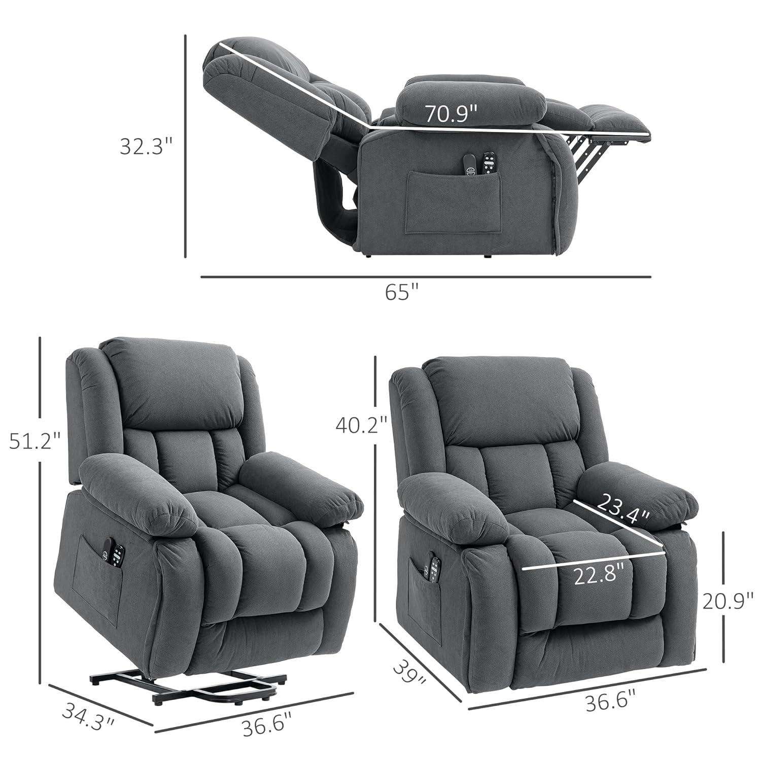 HOMCOM Power Lift Recliner Chair with Massage and Heat, Electric Lift Chair for Elderly, Gray