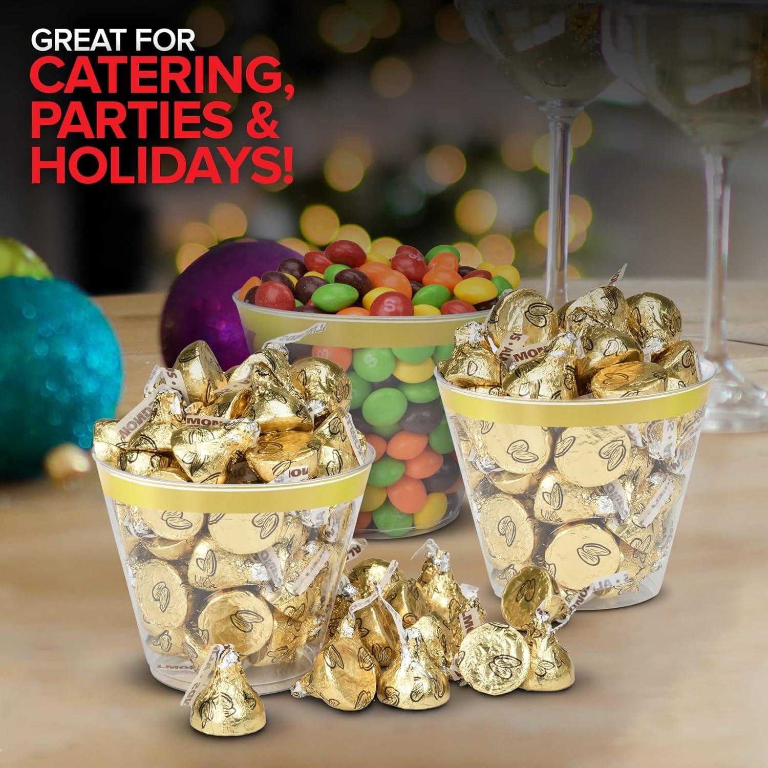 Stock Your Home 9oz Hard Plastic Party Cups 100 Pack - Gold Rim