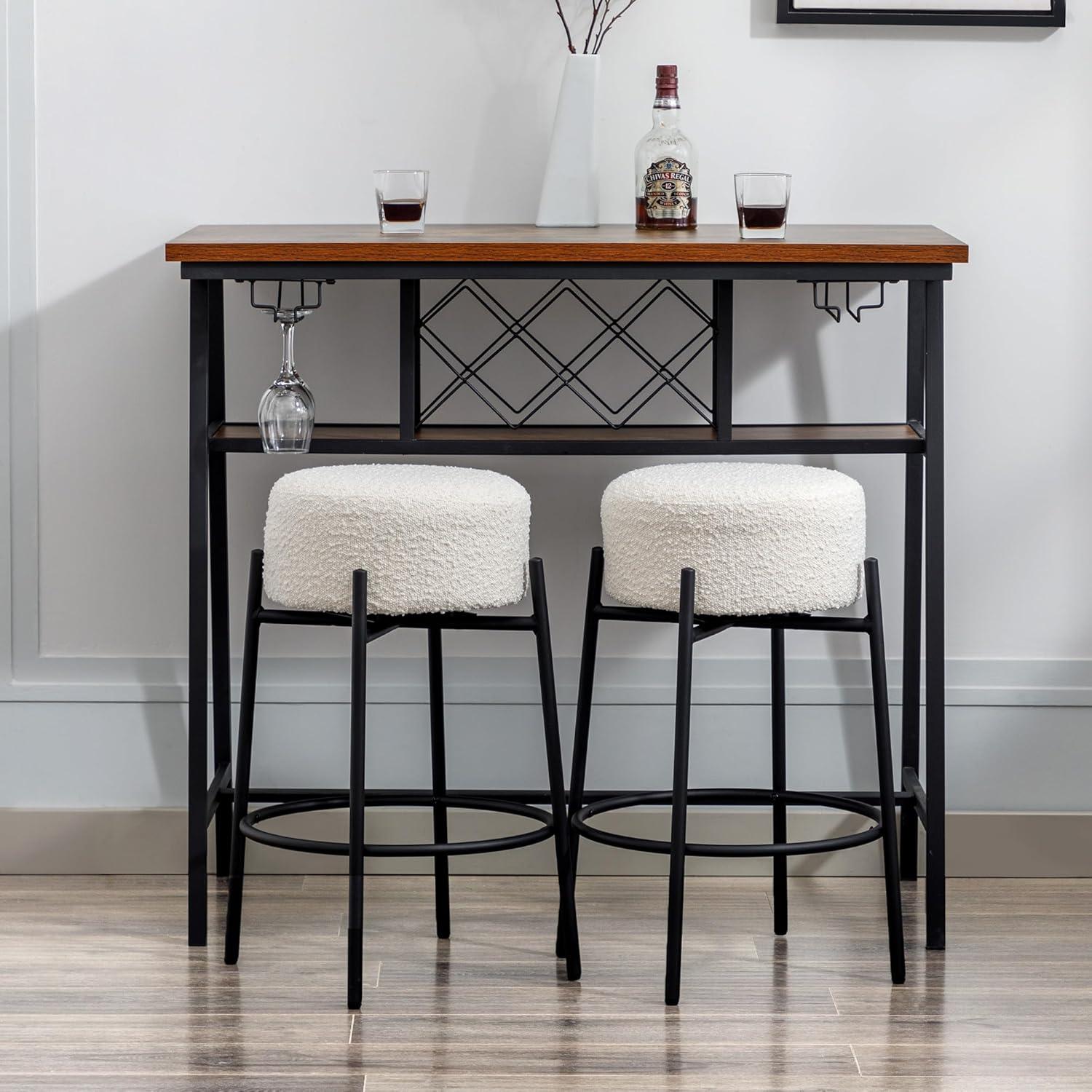 Amy Swivel Backless Boucle Upholstered 26.7"H Counter Stool with Steel Frame (Set of 2/3/4)