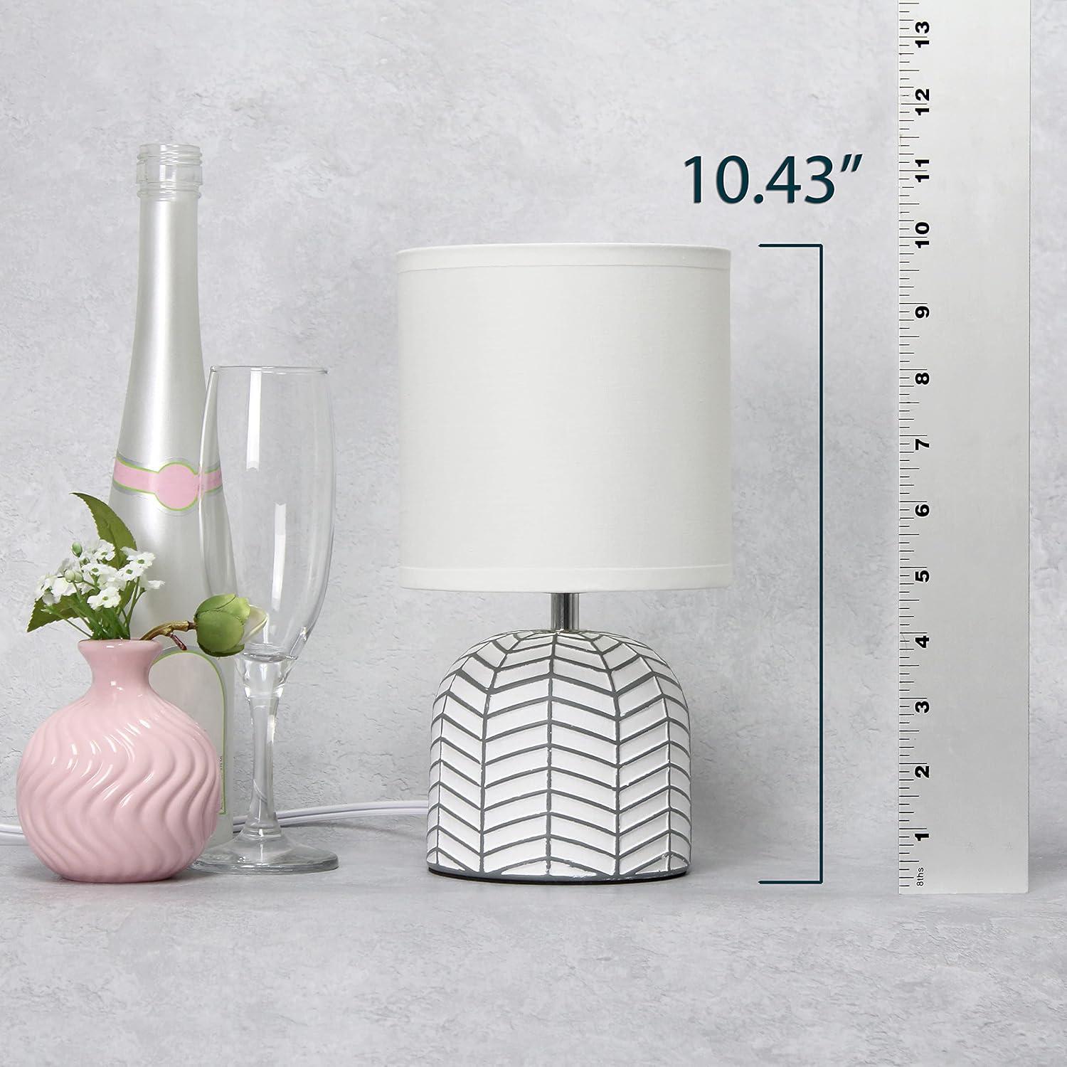 10.43" Petite Contemporary Webbed Waves Base Bedside Lamp with White Drum Shade - Simple Designs: ETL Listed, No Assembly Required