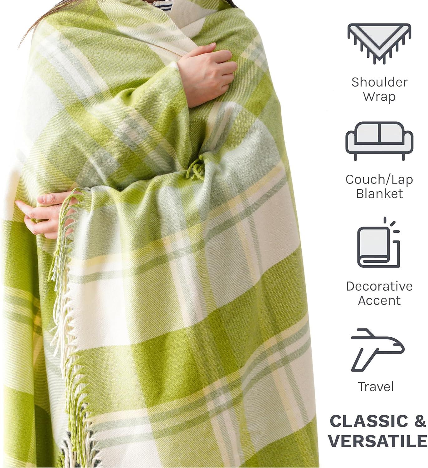 Battilo Classic Plaid Throw Blanket for Couch,Black&Beige,Buffalo Check Pattern Blanket for Picnic,50"x60"