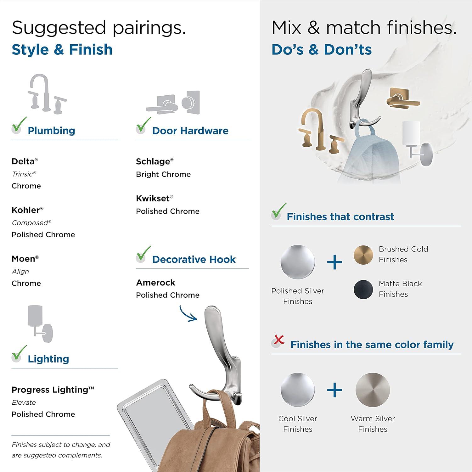 Finesse Transitional Triple Prong Decorative Wall Hook