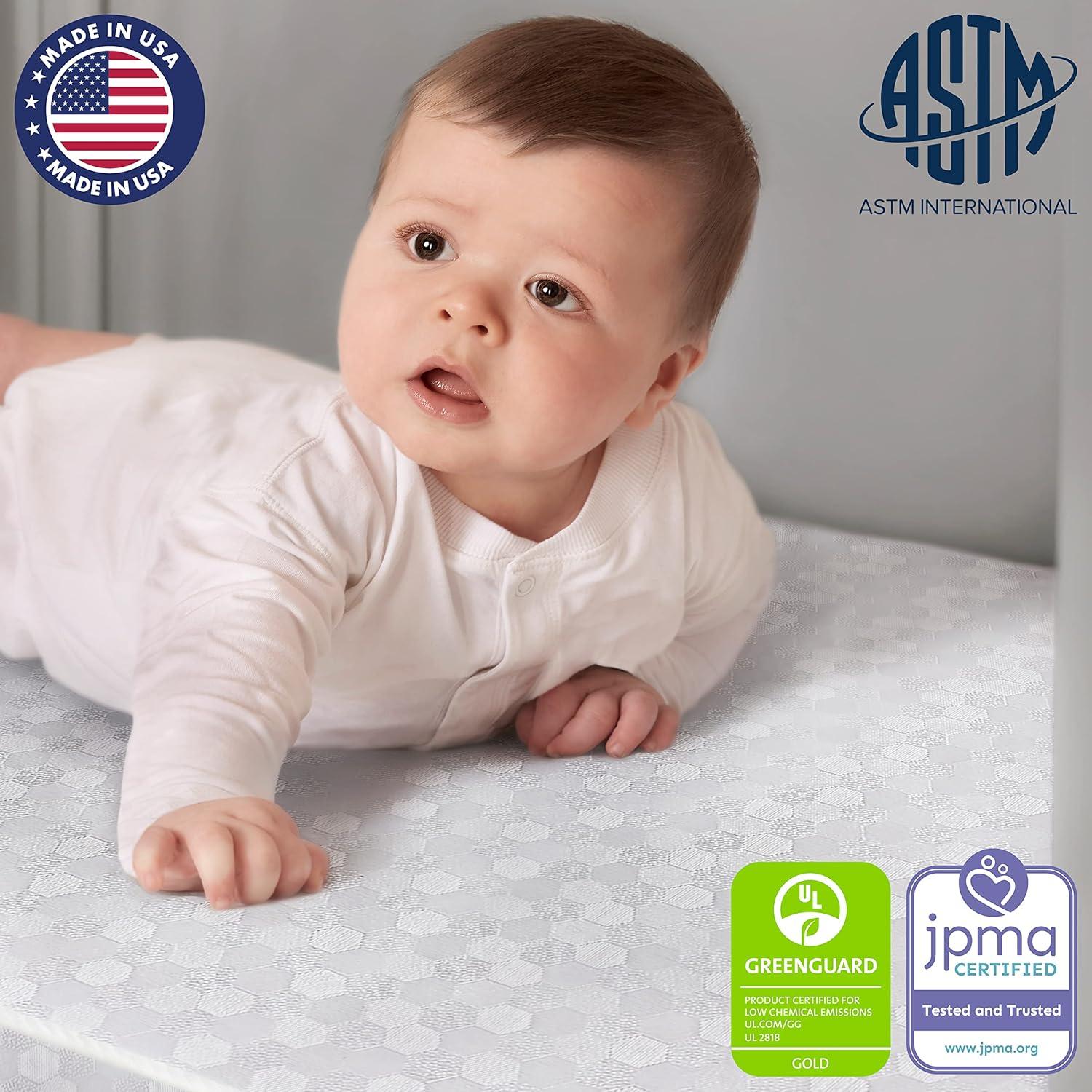 Dream On Me Honeycomb Orthopedic Firm Fiber Standard Crib Mattress Greenguard Gold and JPMA Certified