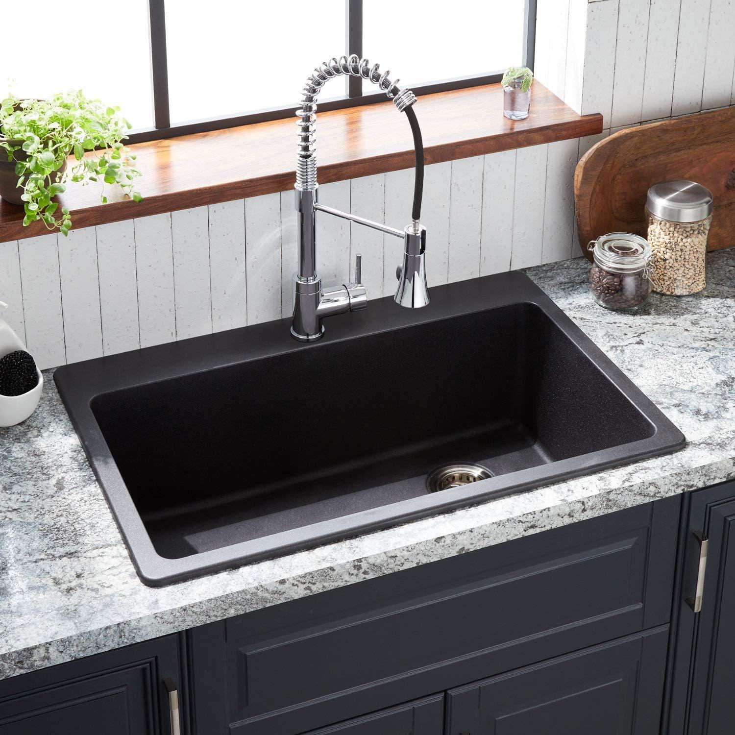 Signature Hardware Totten 33'' Single Bowl Granite Undermount Kitchen Sink