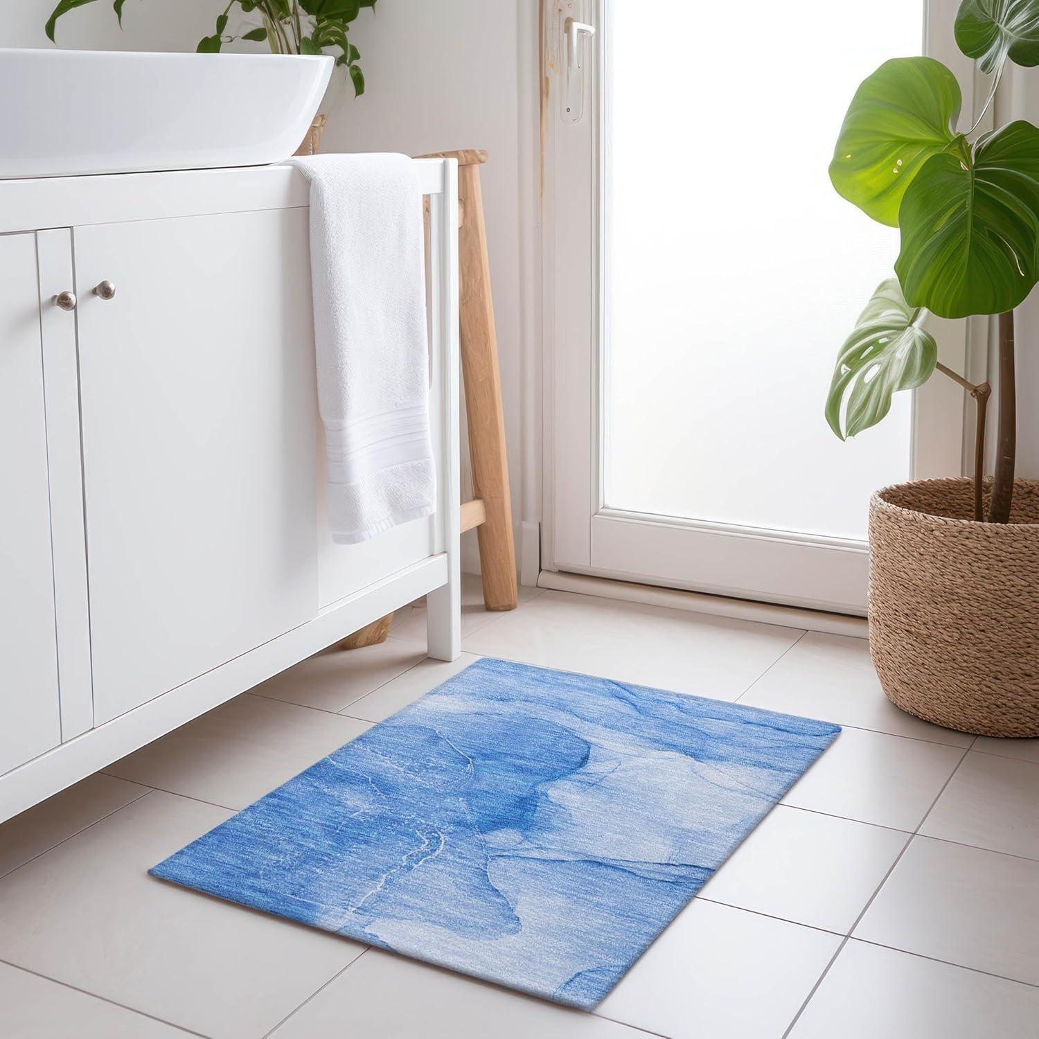 Chantille ACN507 Blue 1 ft. 8 in. x 2 ft. 6 in. Machine Washable Indoor/Outdoor Geometric Area Rug