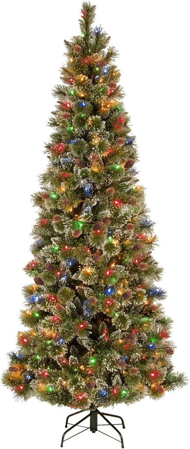 National Tree Company 7 ft. PowerConnect(TM) Glittering Pine Pencil Slim Tree with Multicolor Lights