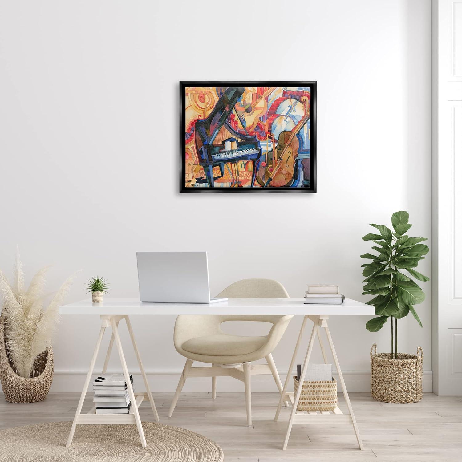 Big City Music Abstract Cubism Canvas Print with Black Frame