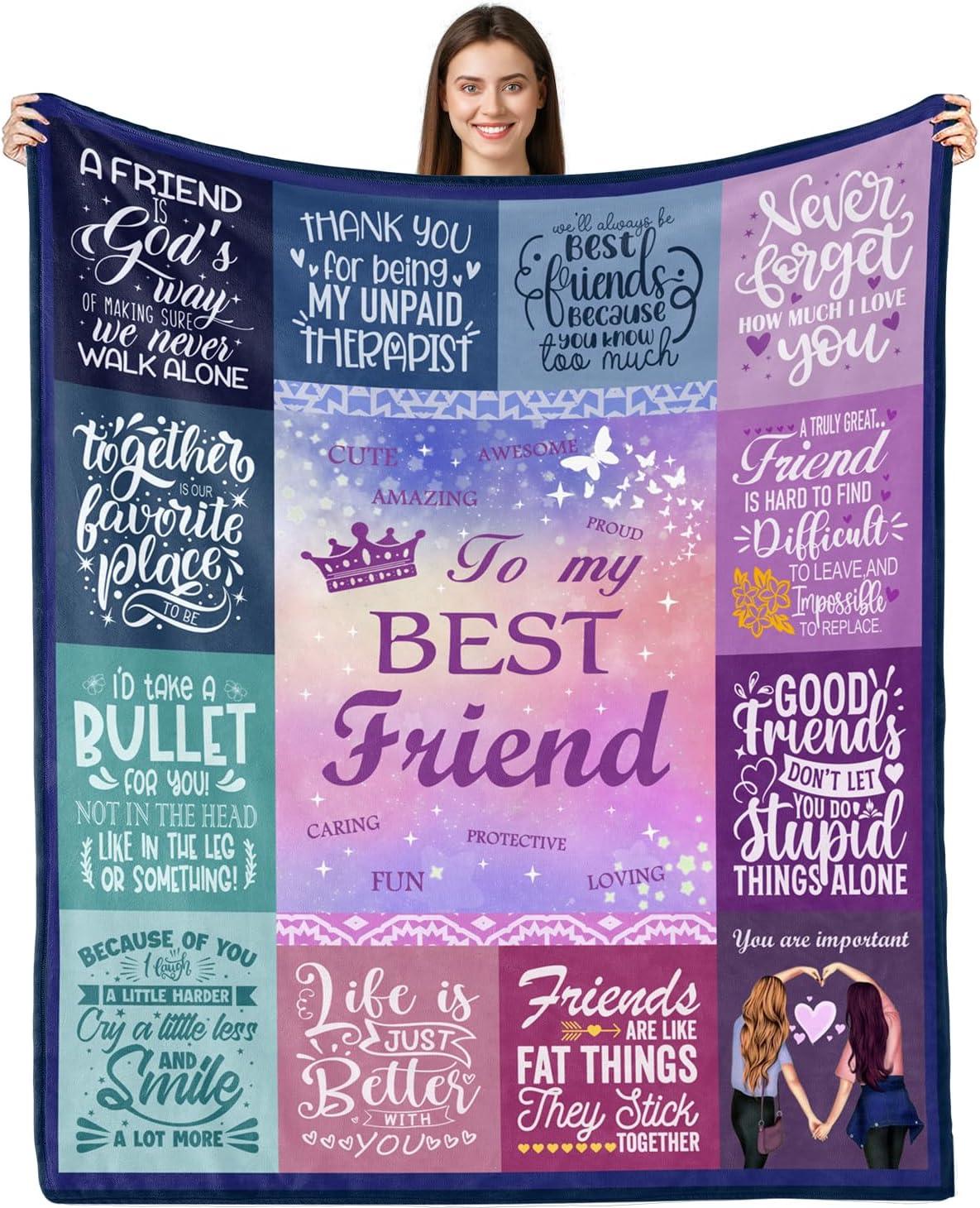 Gifts for Best Friend Woman, Best Friend Birthday Gifts for Women, Bestie BFF Soul Sister Graduation Gift Ideas for Women Blanket 60"x 50", Friendship Unique Gifts
