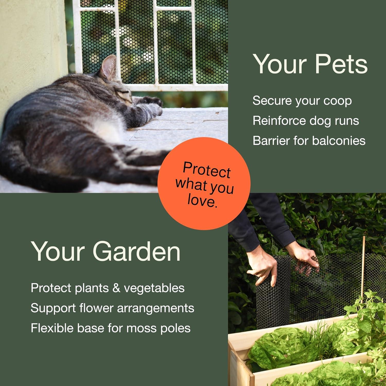 Black Plastic Chicken Wire Mesh Fence 15.7in x 10ft Roll