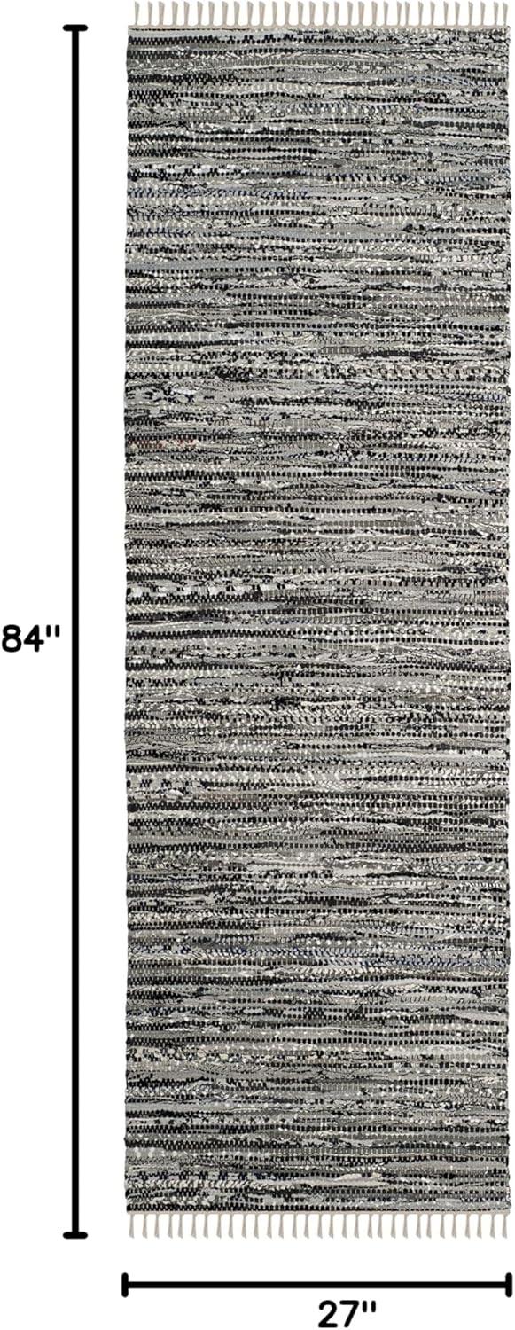 Rag Rug RAR128 Hand Woven Indoor Runner Rug - Grey - 2'3"x7' - Safavieh.