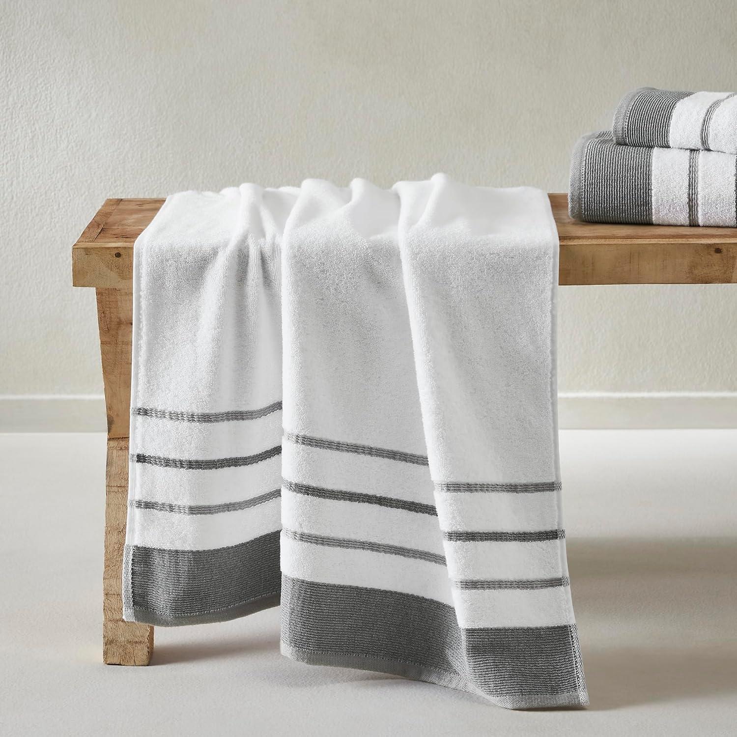 Combed Cotton Decorative Quick-Dry Towel Set (6 Piece Set, Dark Grey / Light Grey)