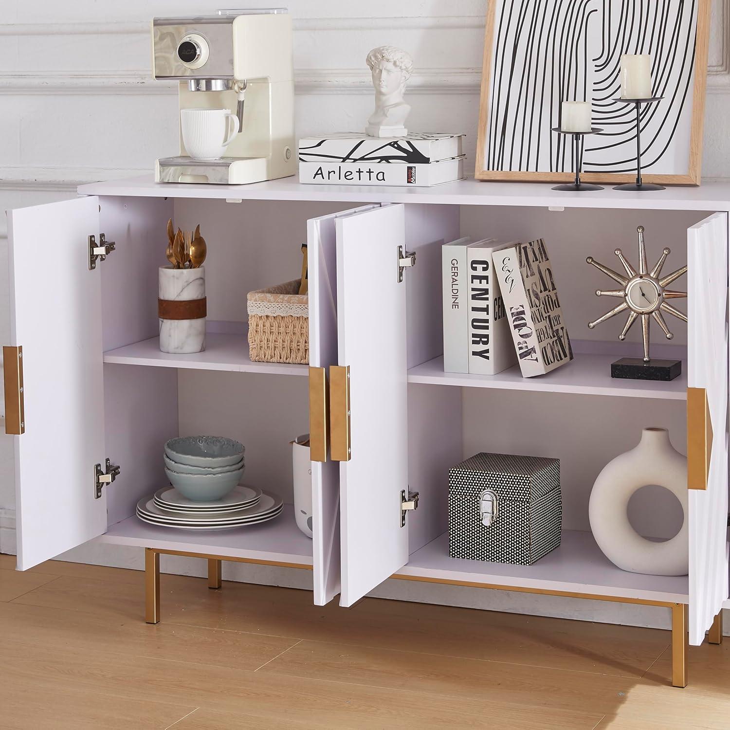 Mercer41 47.2" Accent Cabinet With 3D Geometric Doors