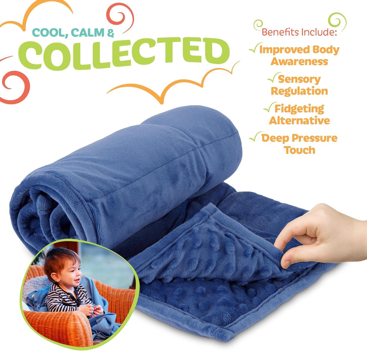Blue 5lb Plush Minky Weighted Blanket for Kids