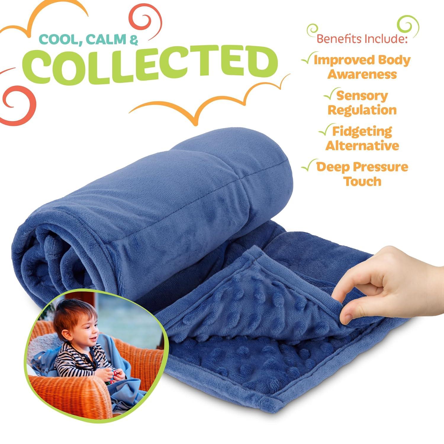Blue 5lb Plush Minky Weighted Blanket for Kids