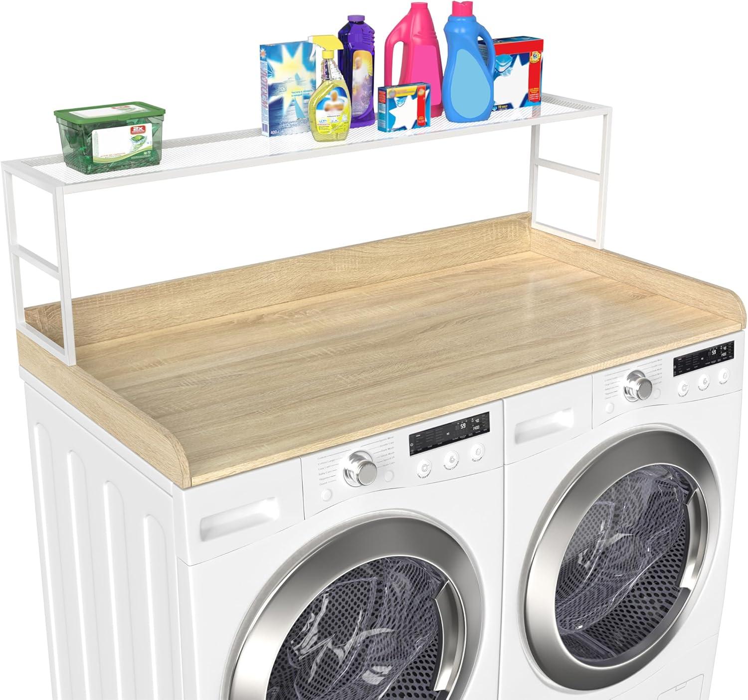 GDLF Washer Dryer Countertop Laundry Guard with Laundry Room Shelf, 27.55" D x 54" W