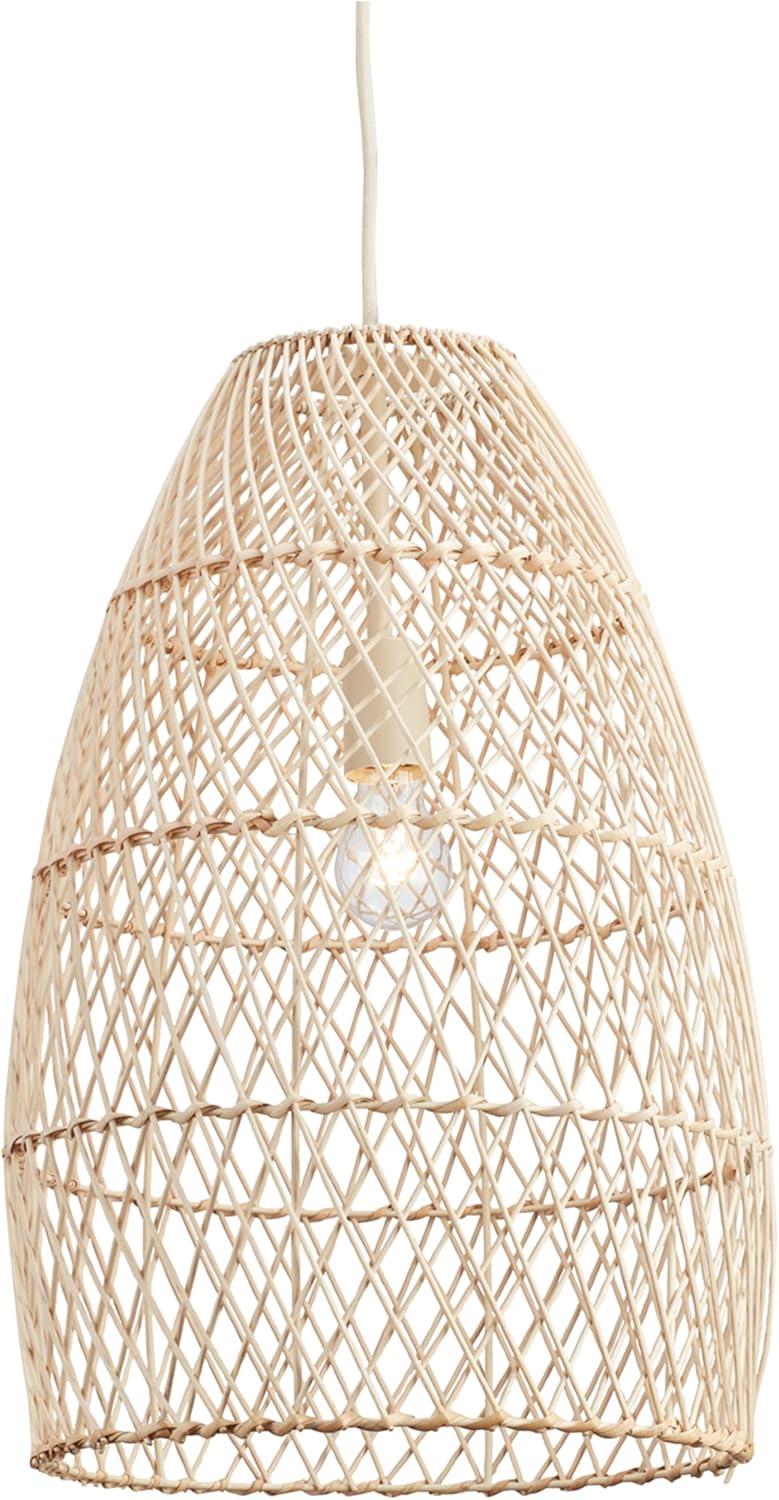 Bohemian Charm Natural Rattan 14.5" Pendant Light, Beige