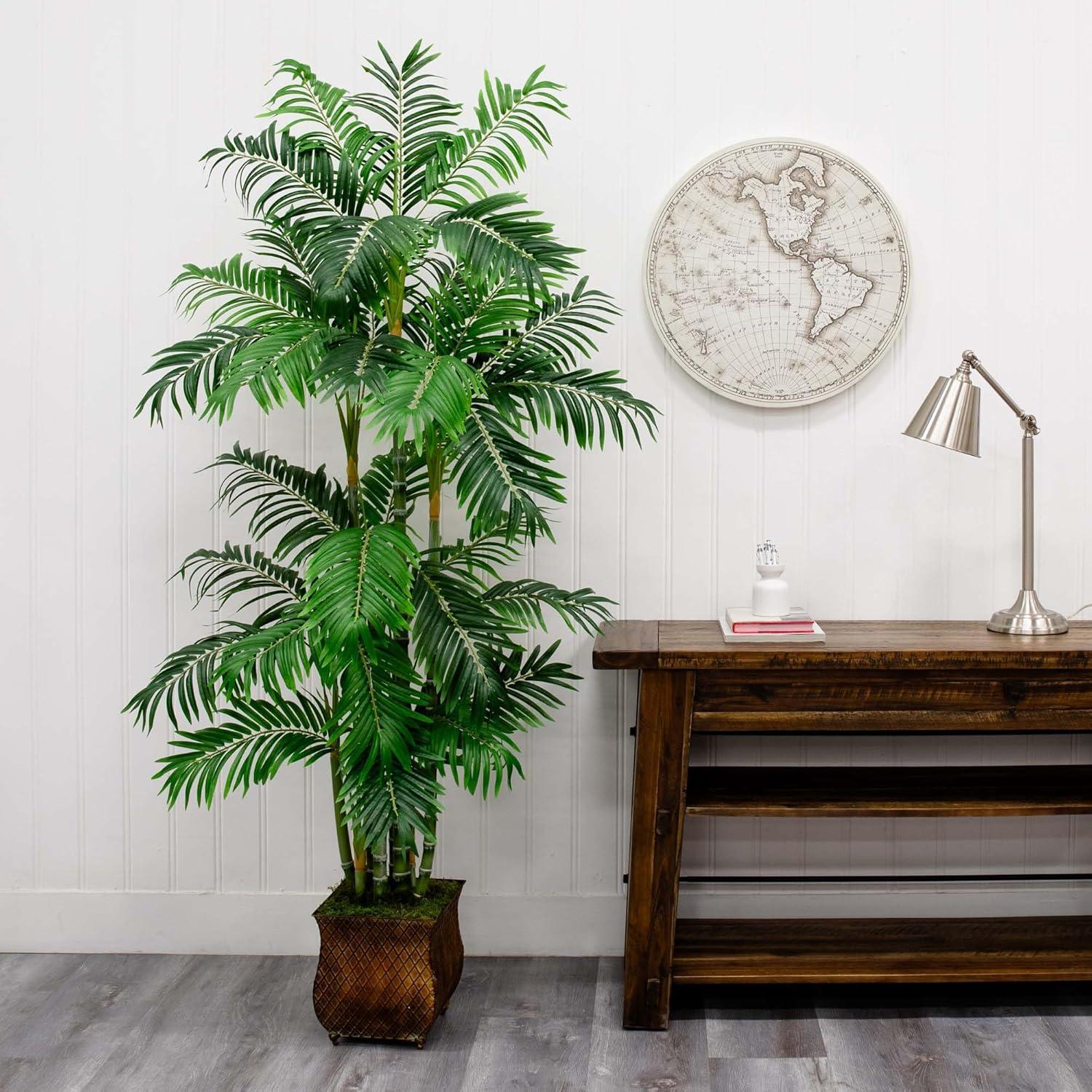 Nearly Natural 70in. Areca Palm Artificial Tree in Metal Planter