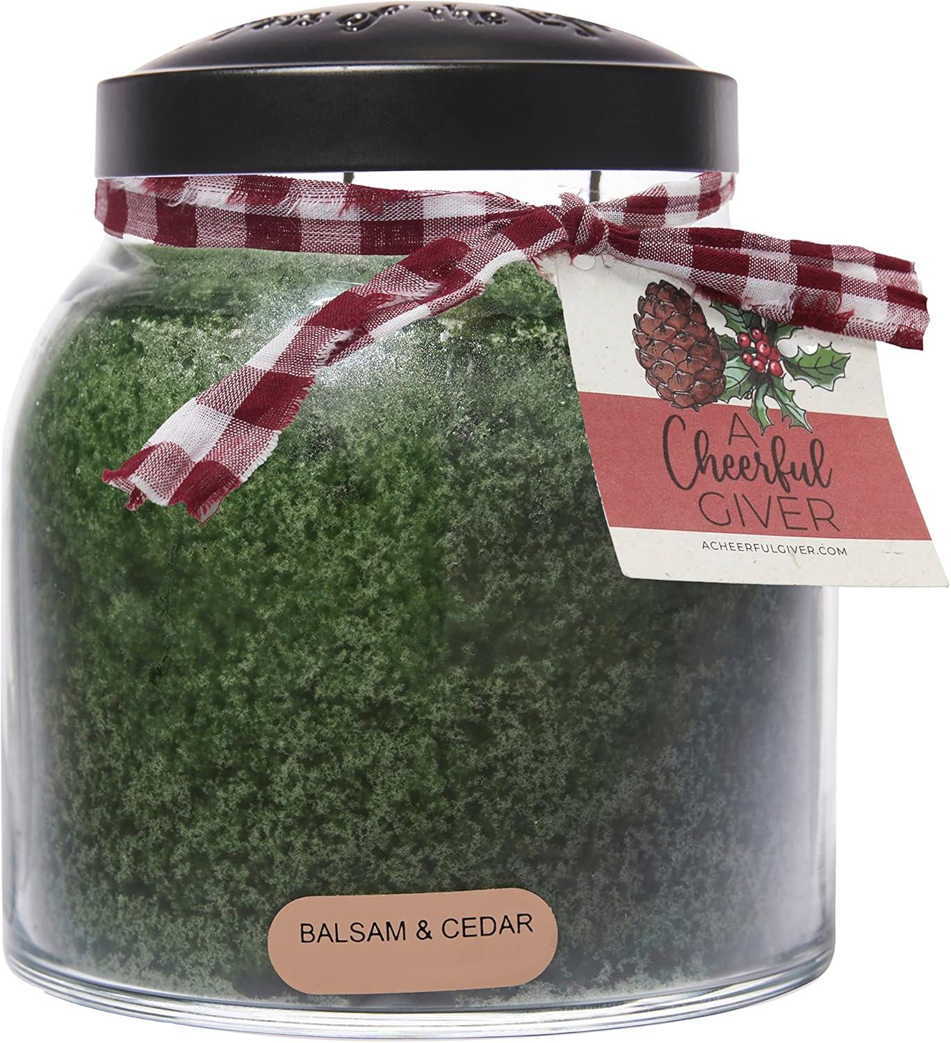 34oz Balsam and Cedar Scented Jar Candle with Black Lid