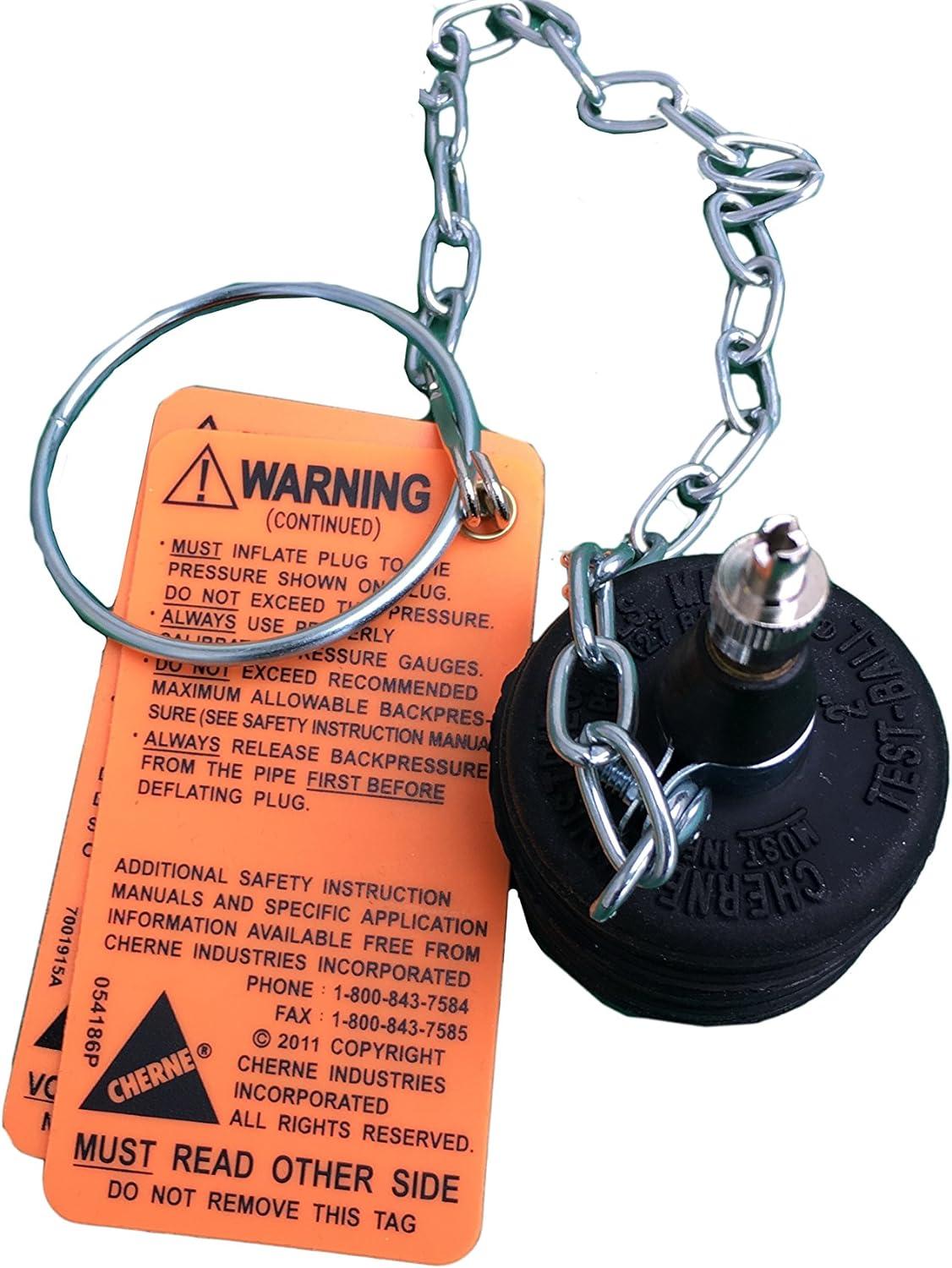 Black Rubber Inflatable Test Ball Plug with Zinc-Plated Chain