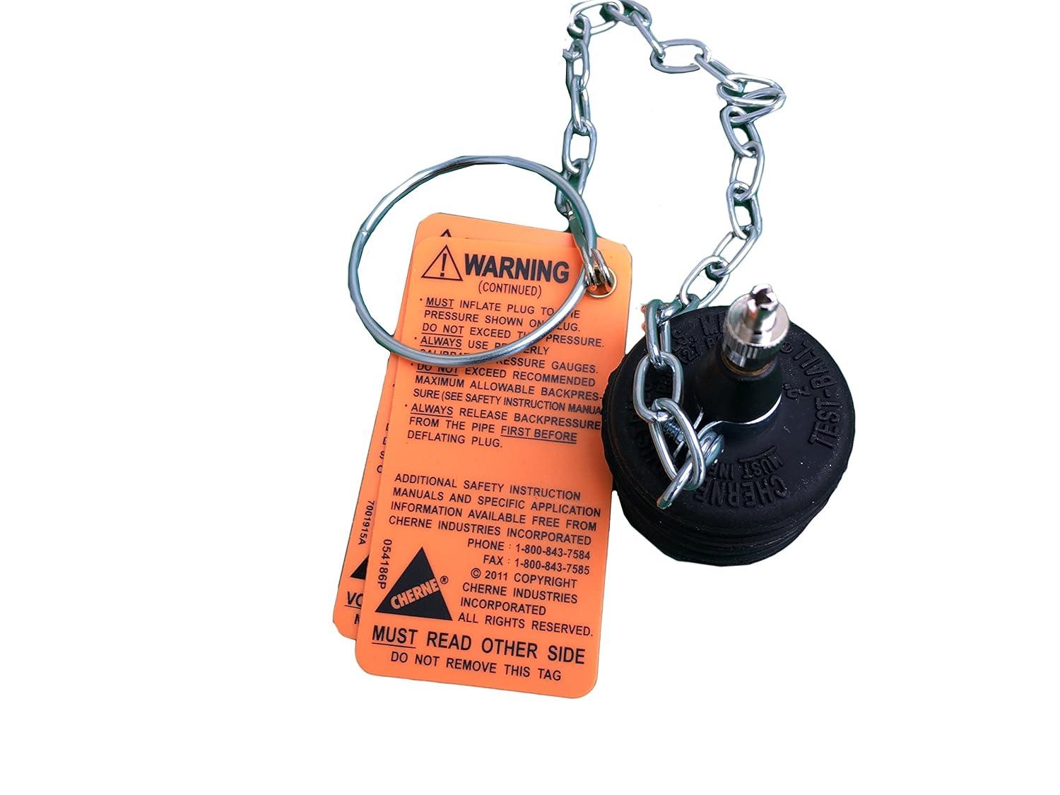 Black Rubber Inflatable Test Ball Plug with Zinc-Plated Chain