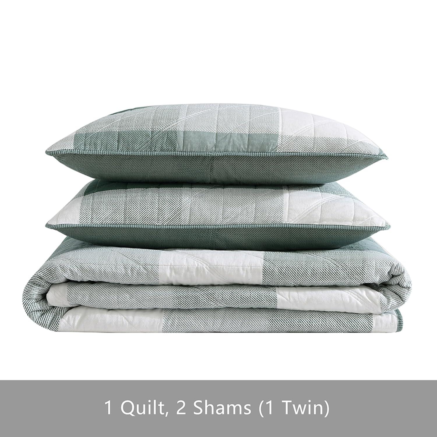 Eddie Bauer Eddie Bauer Boulder Plaid Cotton Green Quilt Set