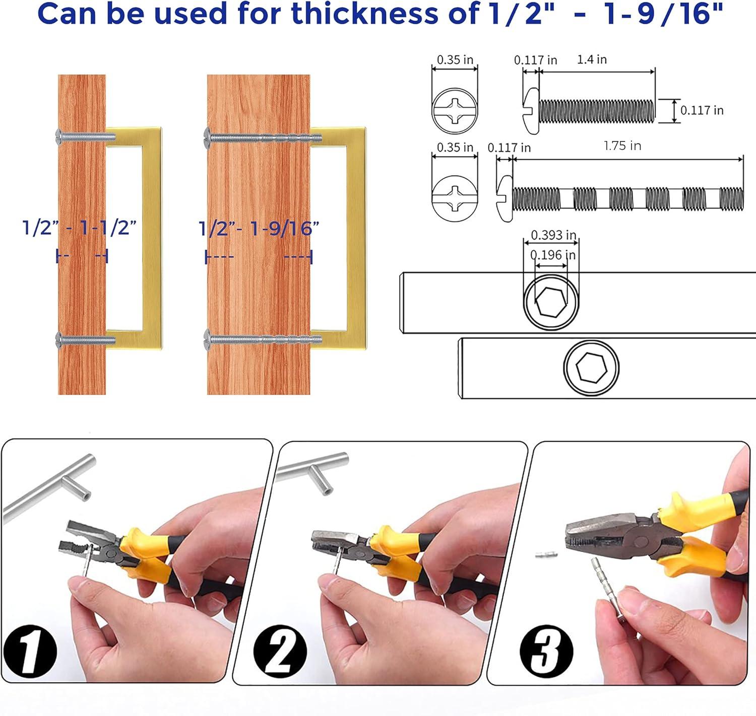 Ravinte 30 Pack 5 Inch Stainless Steel Cabinet Handles Square Cabinet Pulls Brushed Brass Cabinet Hardware Kitchen Cabinet Drawer Pulls Come with Screwdriver