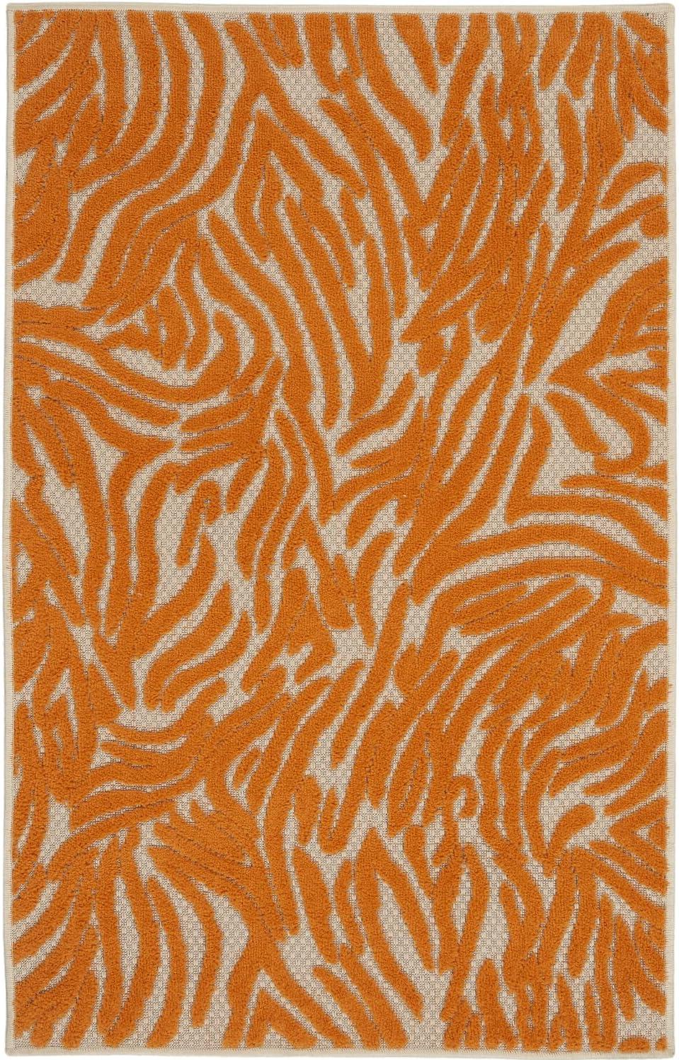 Sunlit Zebra Orange 5' x 7' Reversible Outdoor Area Rug