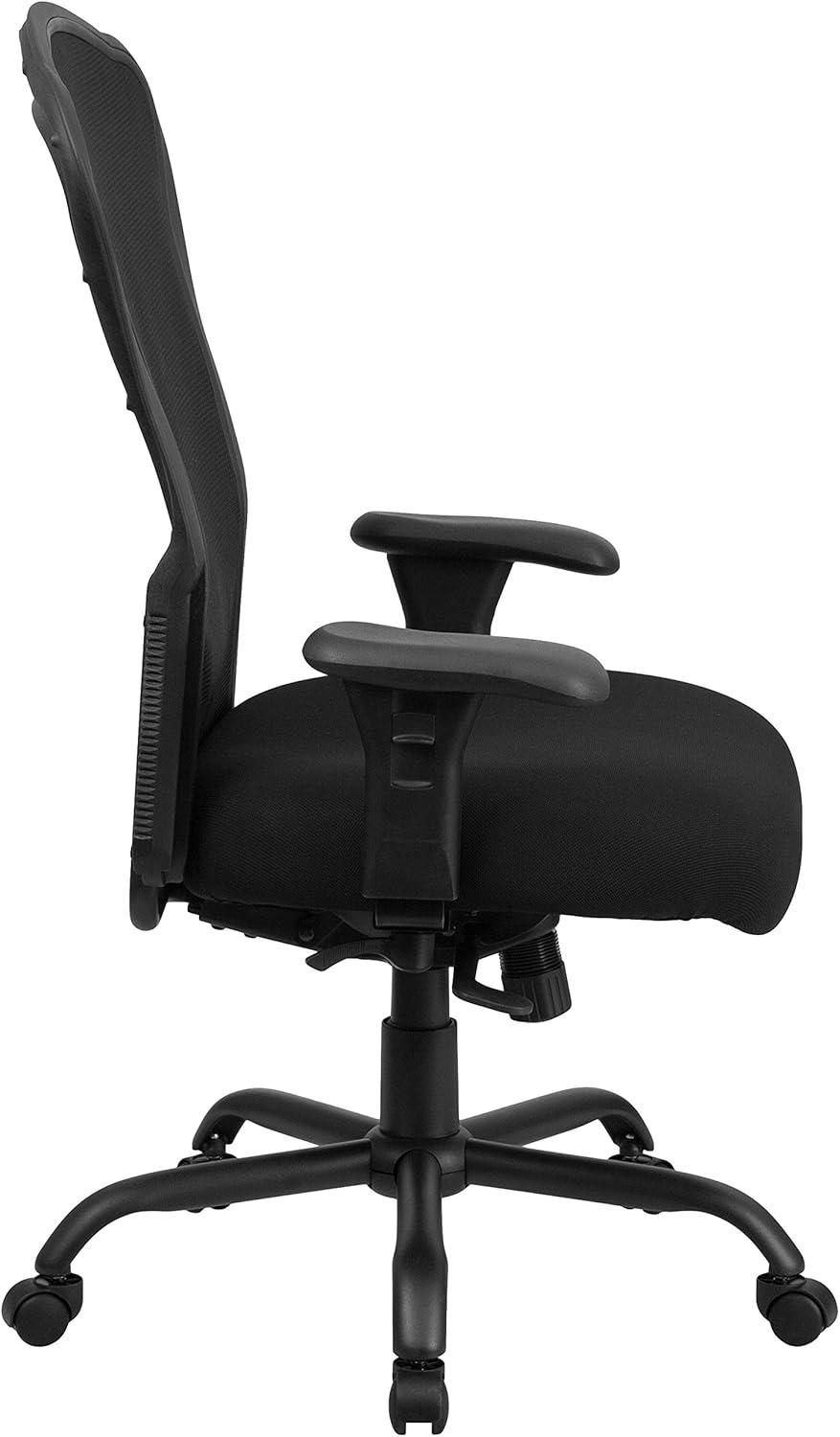 Flash Furniture HERCULES Series 24/7 Intensive Use Big & Tall 400 lb. Rated Black Mesh Multifunction Synchro-Tilt Ergonomic Office Chair