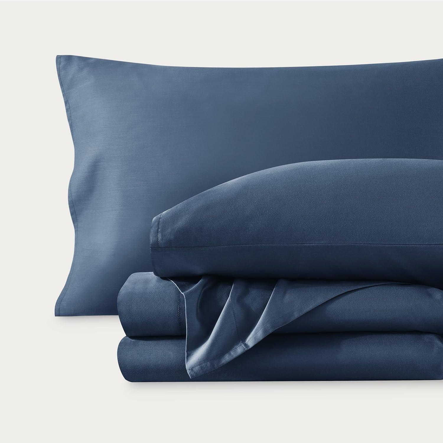 400 Thread Count Organic Cotton Sateen Bering Sea 3 Piece Twin XL Bed Sheet Set by Bare Home