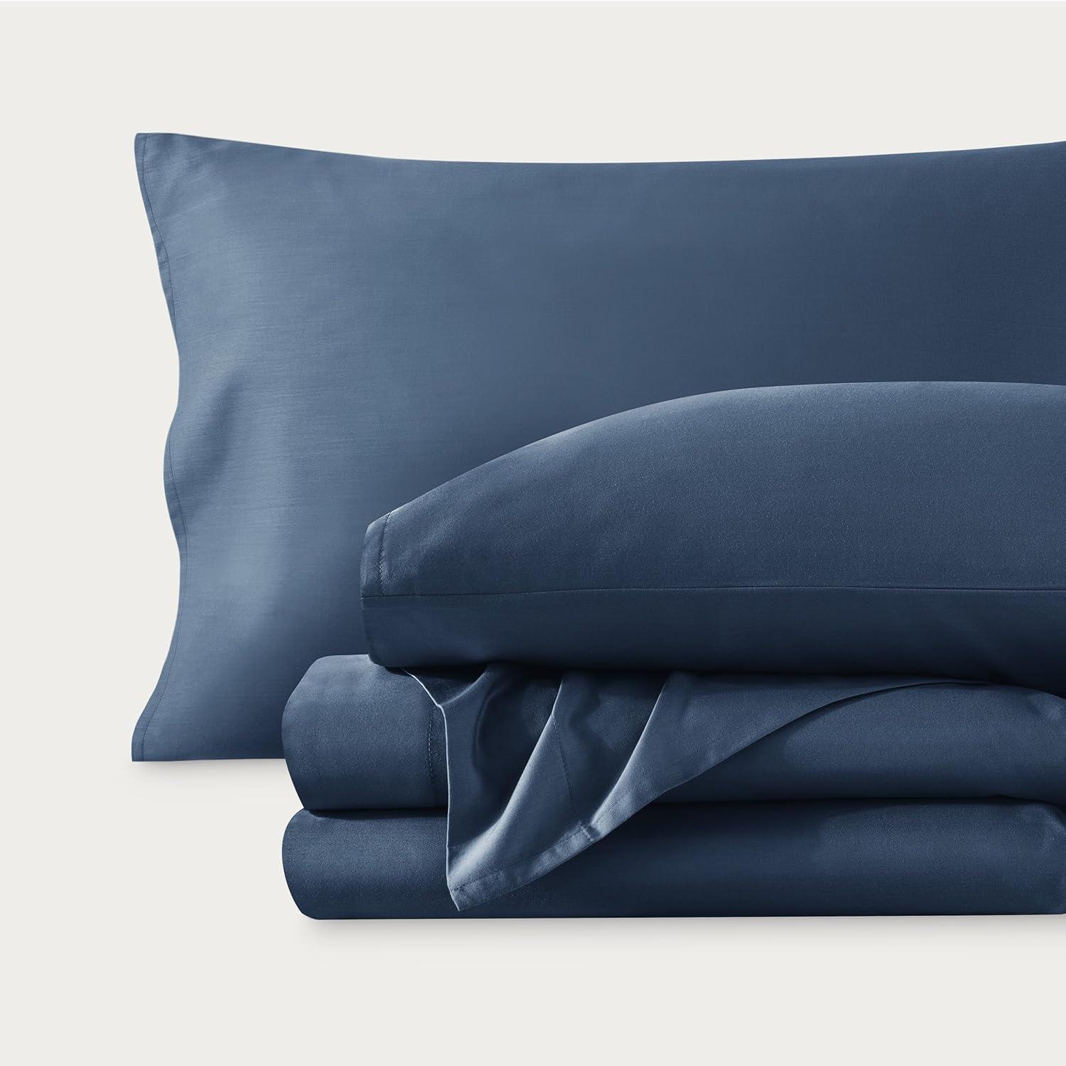 400 Thread Count Organic Cotton Sateen Bering Sea 3 Piece Twin XL Bed Sheet Set by Bare Home