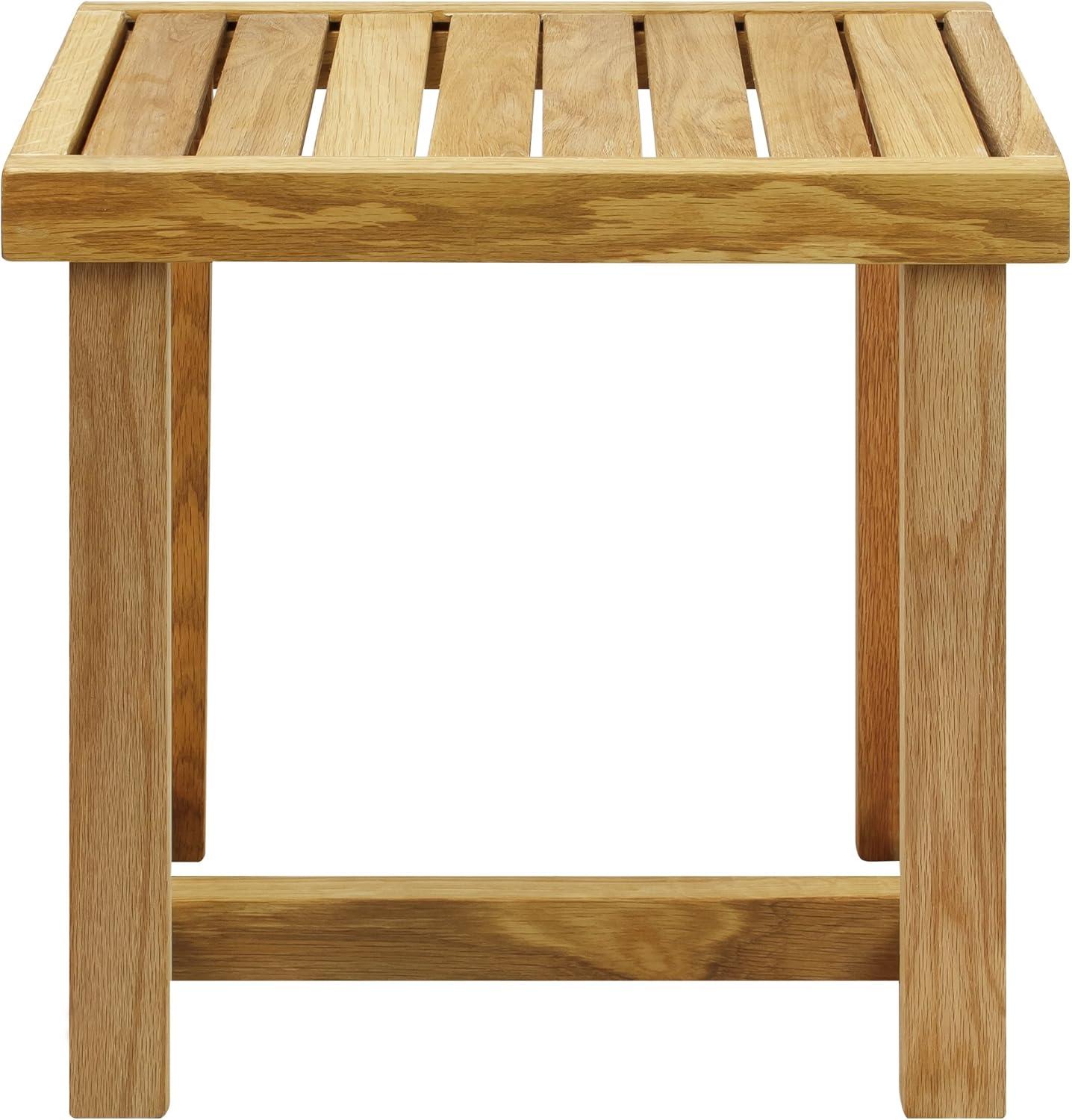 18" Natural Oak Wood Shower Bench with Slatted Seat