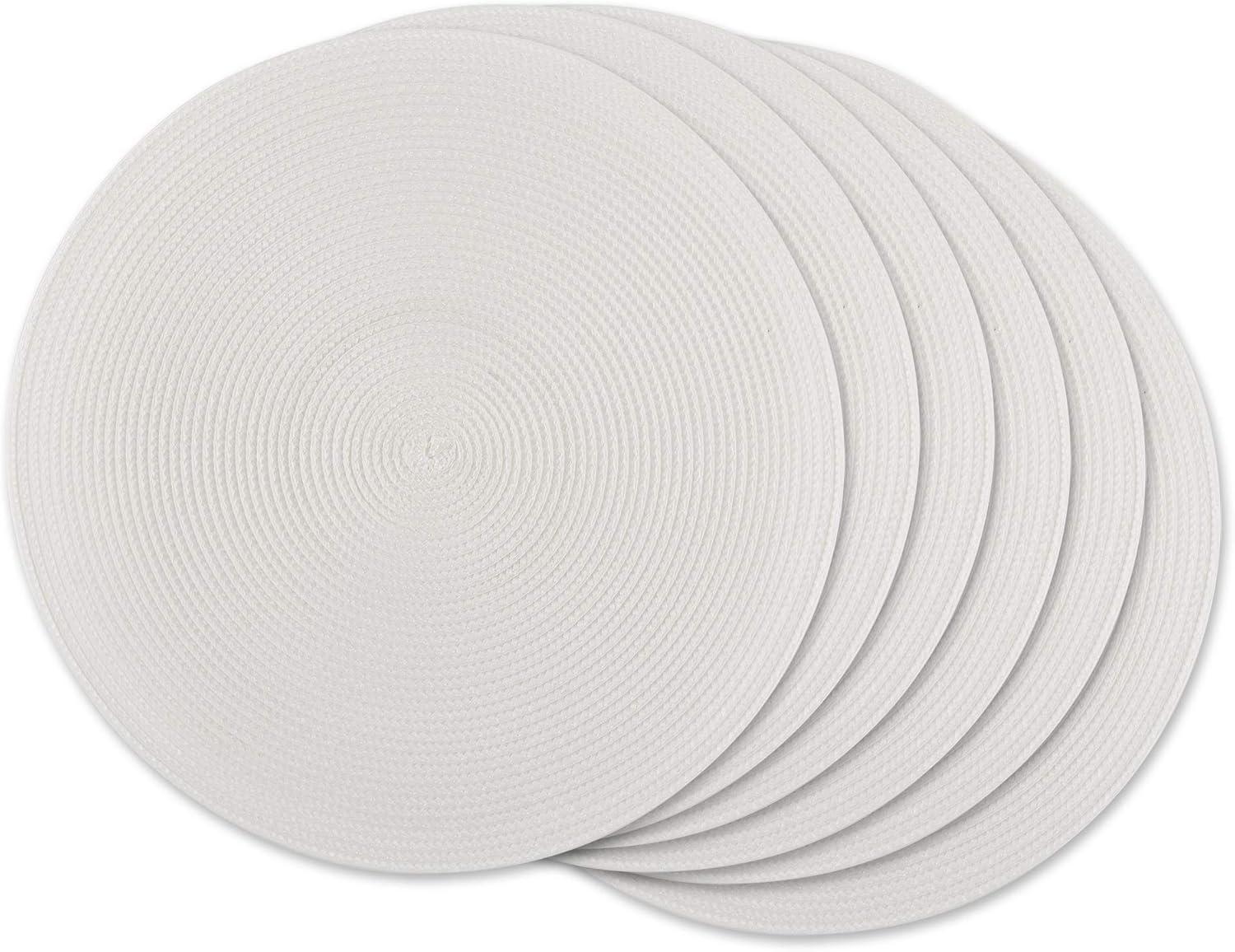 DII White Round PP Woven Placemat Set of 6