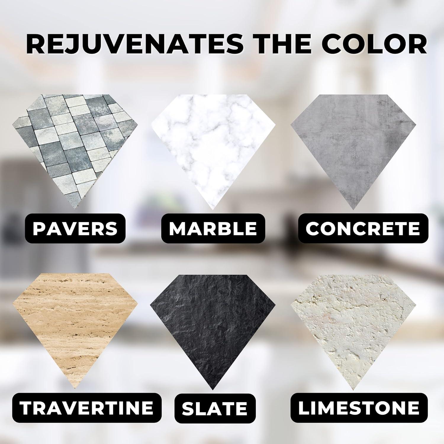 Color Enhancer Sealer for All-Natural Stone and Pavers. Marble, Travertine, Limestone, Granite, Slate, Concrete, Grout, Brick, Block. (Trial)