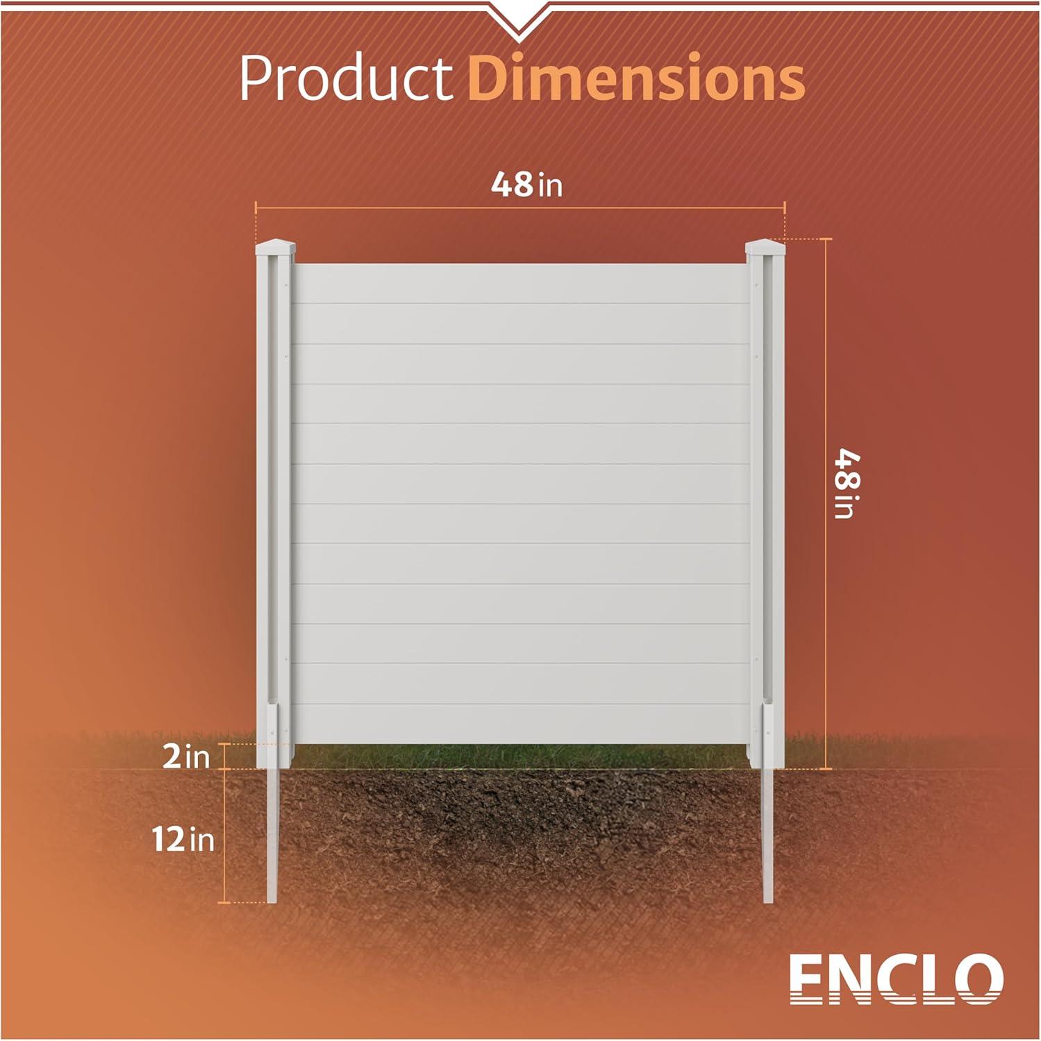 4ft H x 4ft W (2 Panels) No Dig Enclo Premium White Vinyl Privacy Screen, Outdoor Privacy Panels, Use As Air Conditioner Fence, Trash Can Enclosure, Pool Equipment Enclosure, ZP19014
