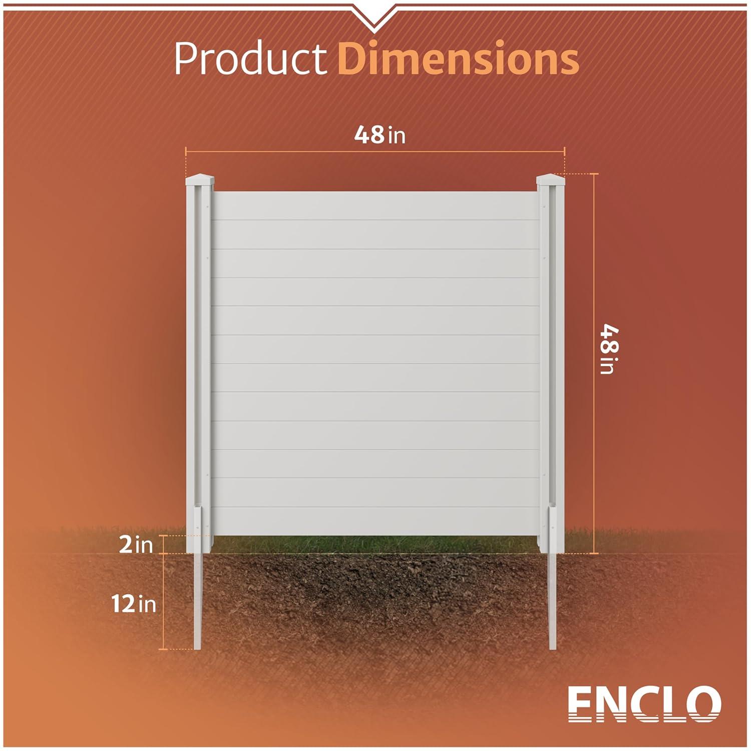 4ft H x 4ft W (2 Panels) No Dig Enclo Premium White Vinyl Privacy Screen, Outdoor Privacy Panels, Use As Air Conditioner Fence, Trash Can Enclosure, Pool Equipment Enclosure, ZP19014