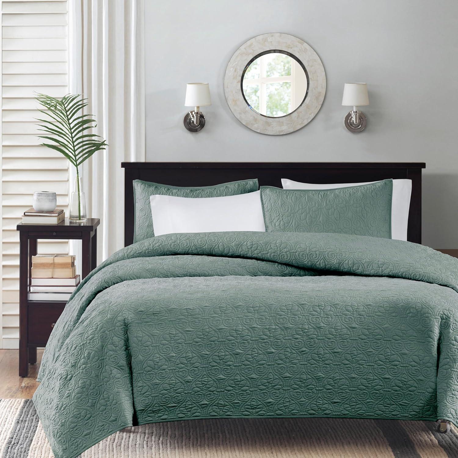 Madison Park 3pc Full/Queen Vancouver Reversible Quilt Set Dark Green