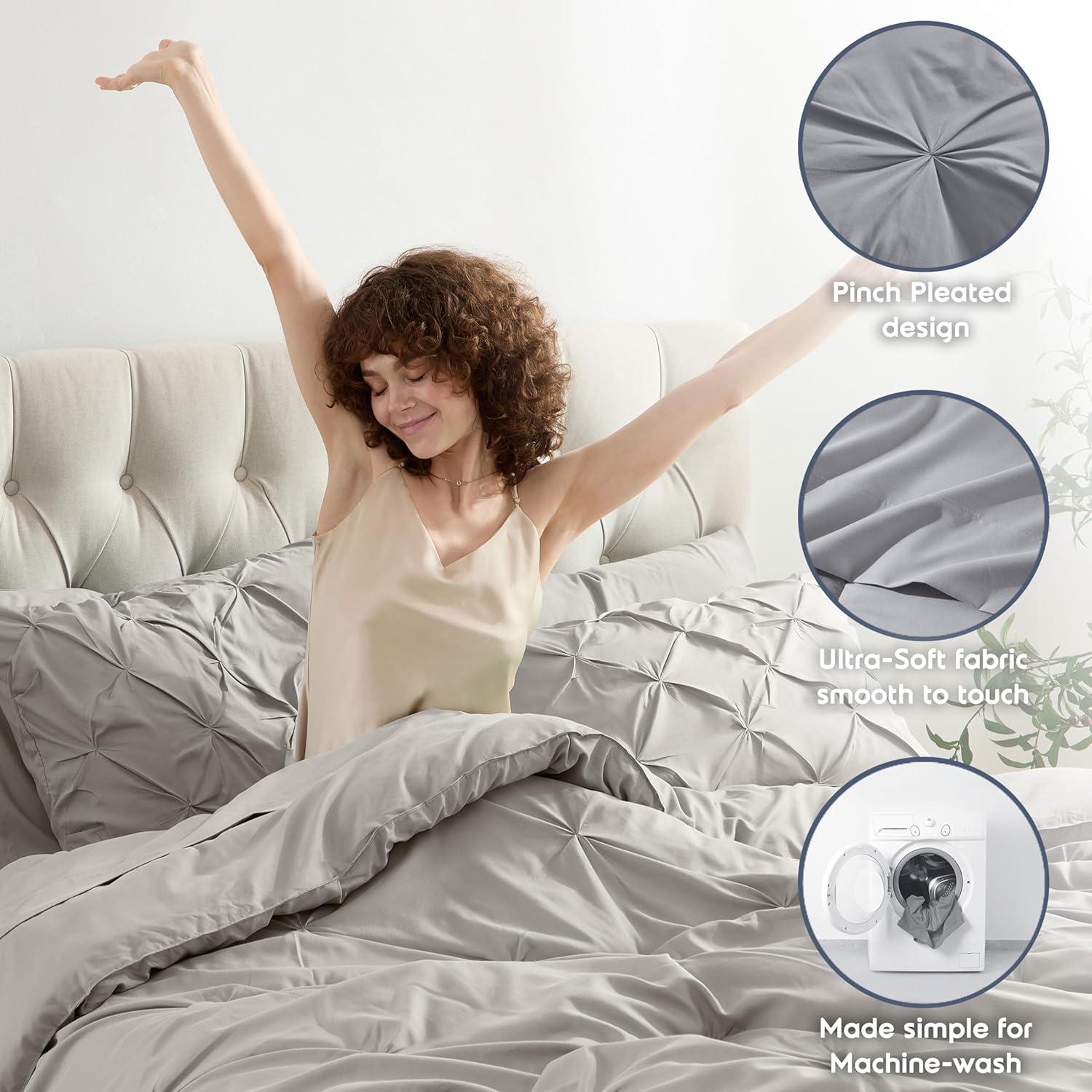 Nestl Bed-in-A-Bag Pleated Comforter Set with Bed Sheets