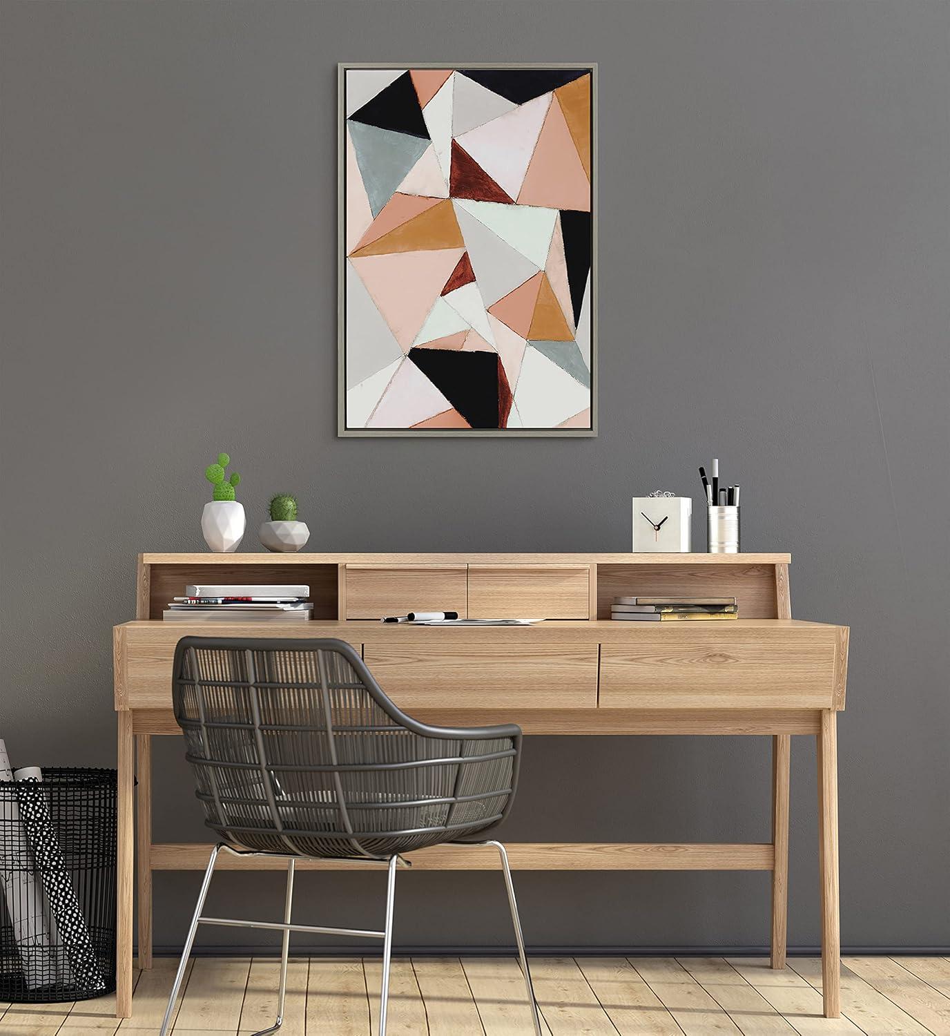 23" x 33" Sylvie Geo Abstract by Amy Lighthall Framed Wall Canvas Gray - Kate & Laurel All Things Decor