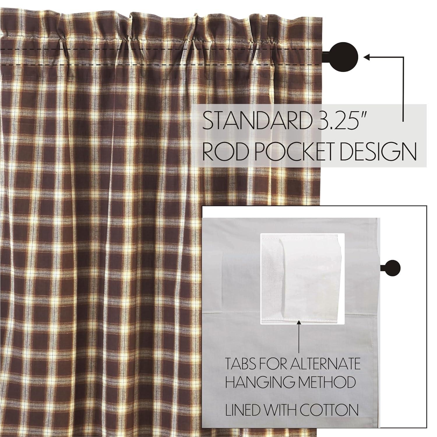 VHC Brands Rustic & Lodge Farmhouse Kitchen Window Curtains-Rory Valance, 16x60, Chocolate Brown