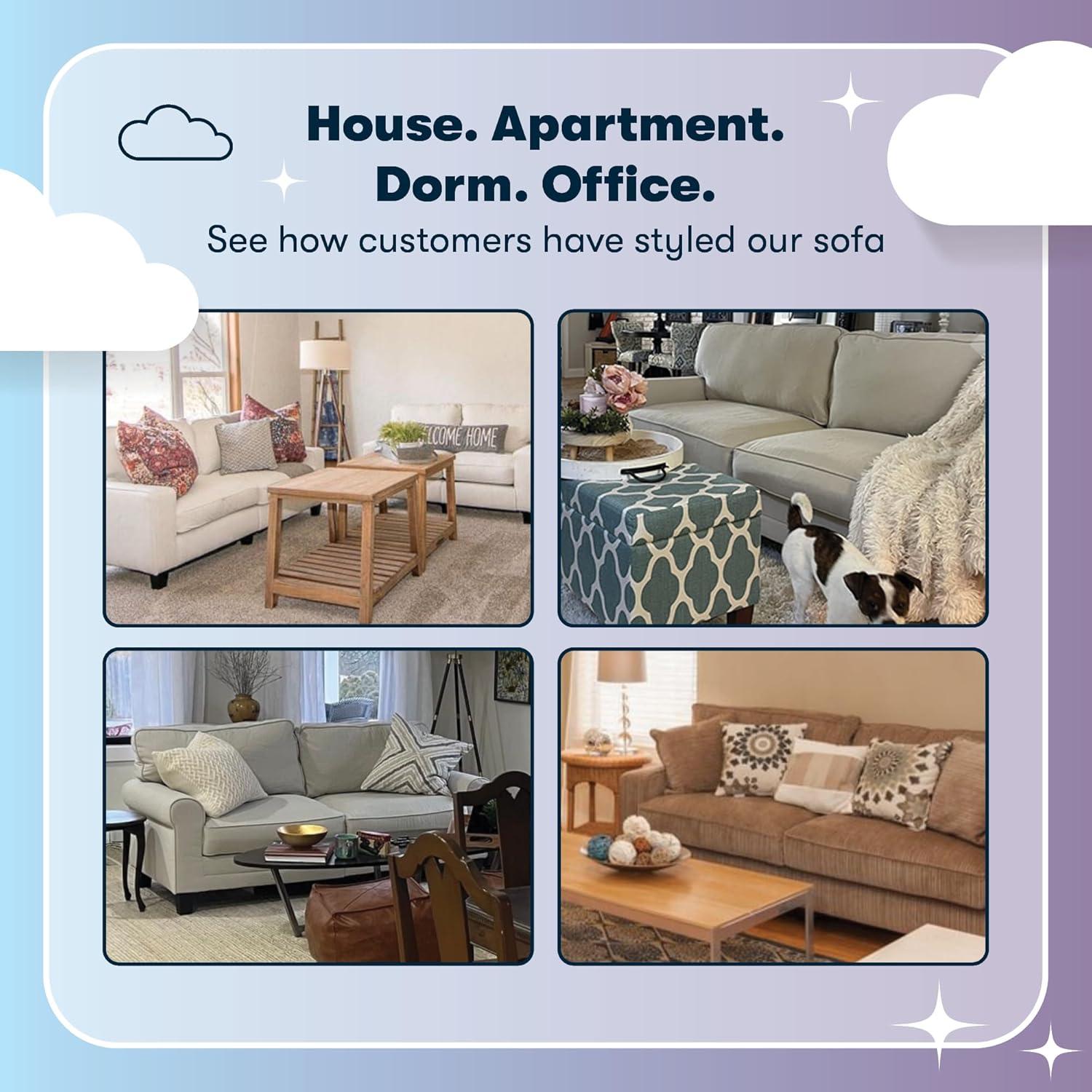 Serta Copenhagen 61" Rolled Arm Sofa, Easy Care Fabric, Soft Pillow Back, Pocket Coil Seat Cushions