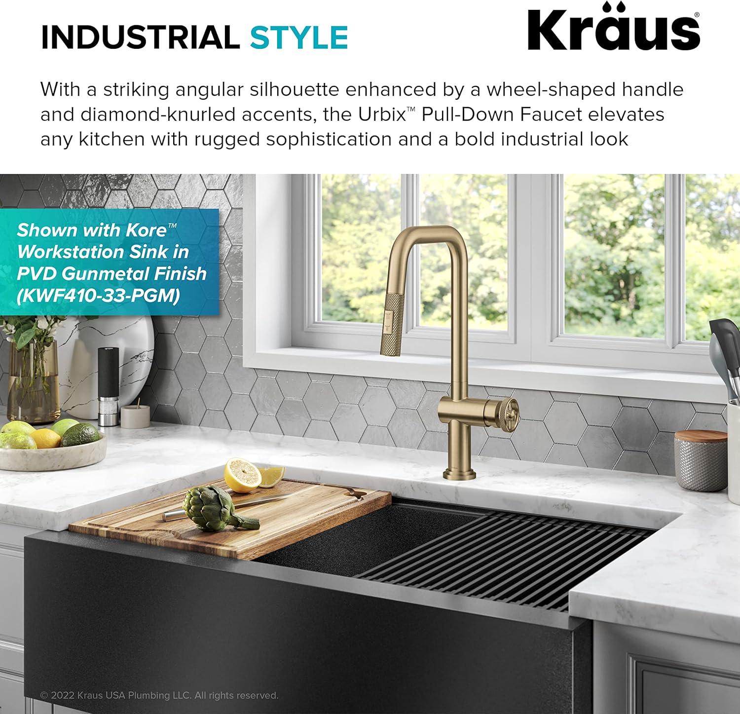 Urbix Industrial Pull-Down Single Handle Kitchen Faucet