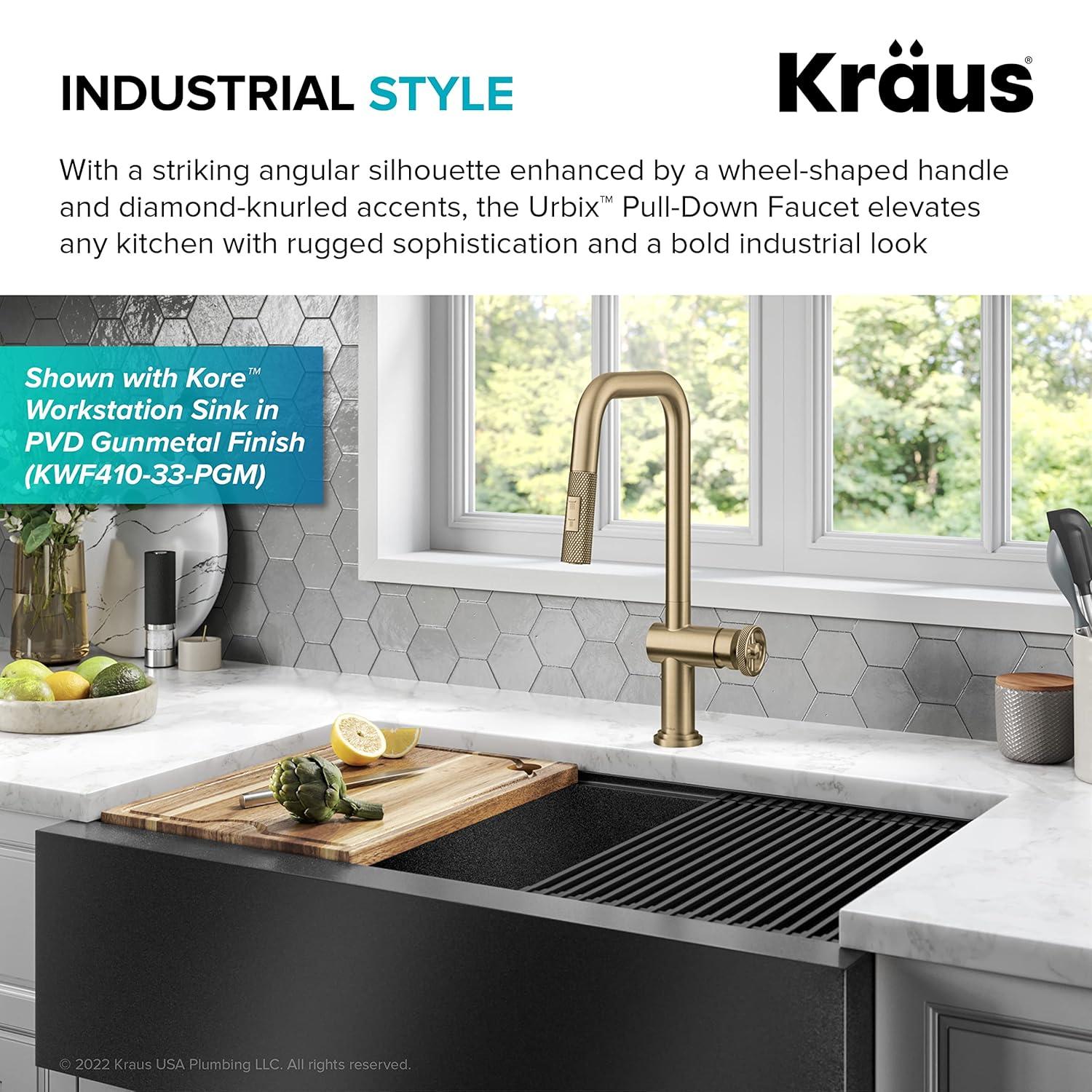 Urbix Industrial Pull-Down Single Handle Kitchen Faucet