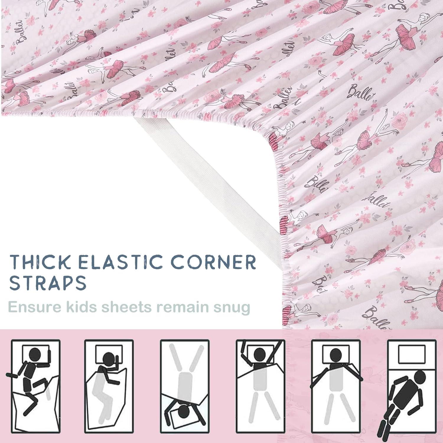 Softan Kids Bed Sheet Set, Girls Twin Size Sheets, Microfiber Fitted Sheet and Pillowcase, Breathable and Silky Soft, 3 Piece Castle Princess Printed Twin Bed Sheet