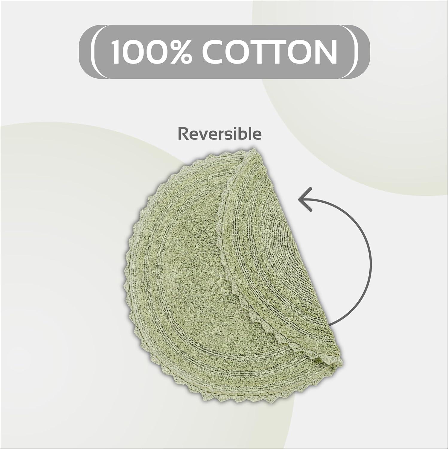 Better Trends Lilly Crochet 100% Cotton Tufted Reversible Bath Rug 24" Round - Sage