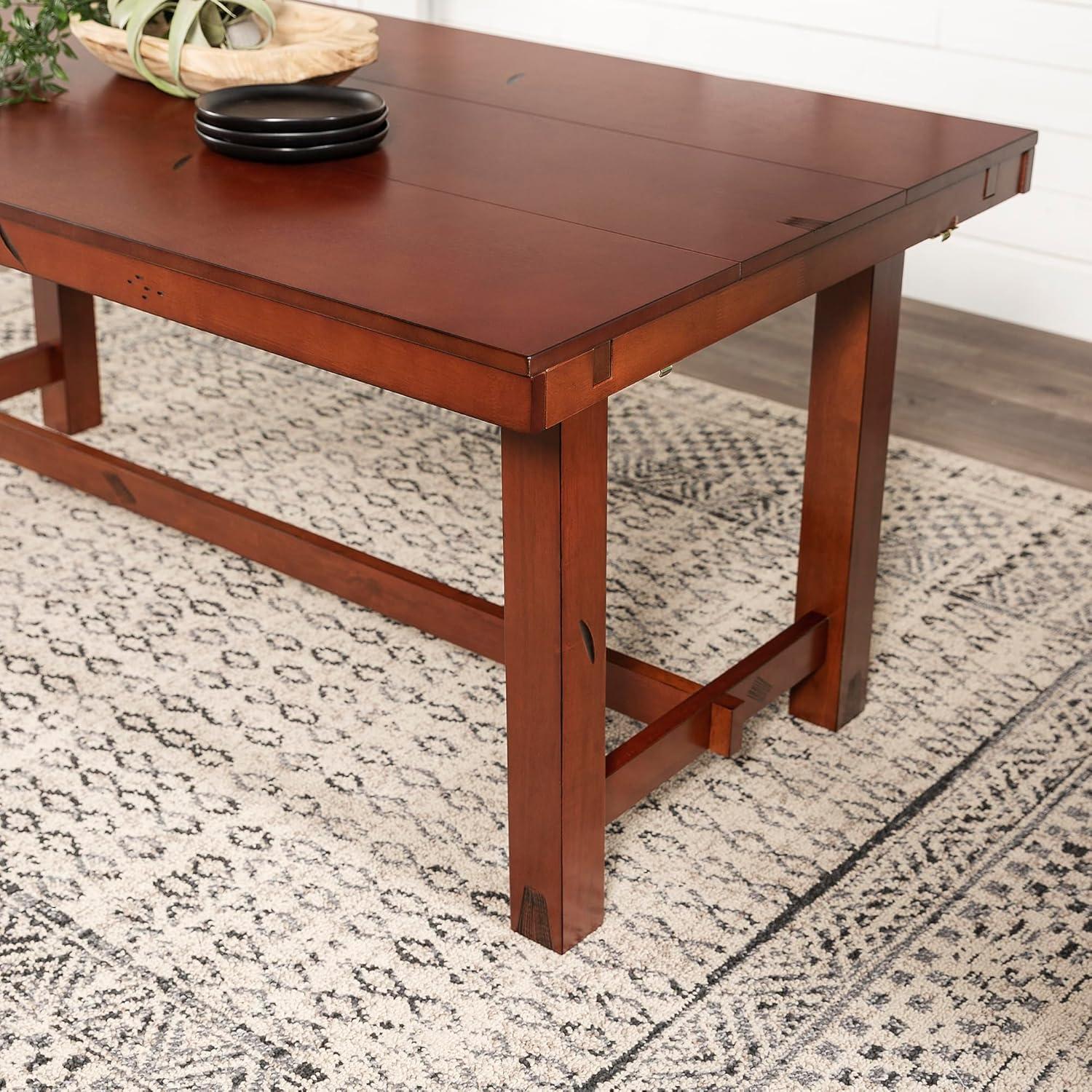 Walker Edison Country Expandable Dining Table, Dark Oak